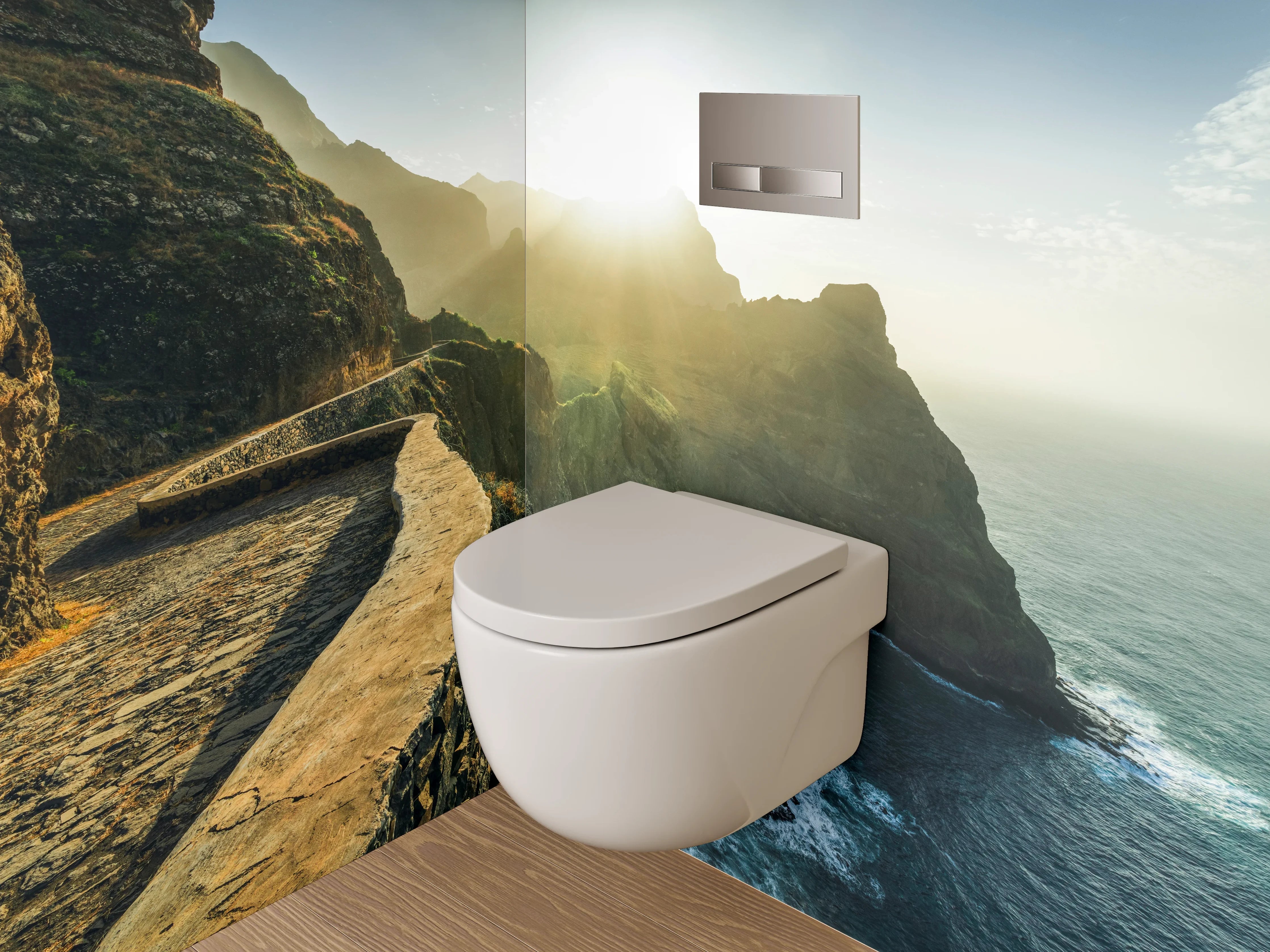 WC-Rückwand - Dramatische Steilküste bei Sonnenaufgang Fotomotiv