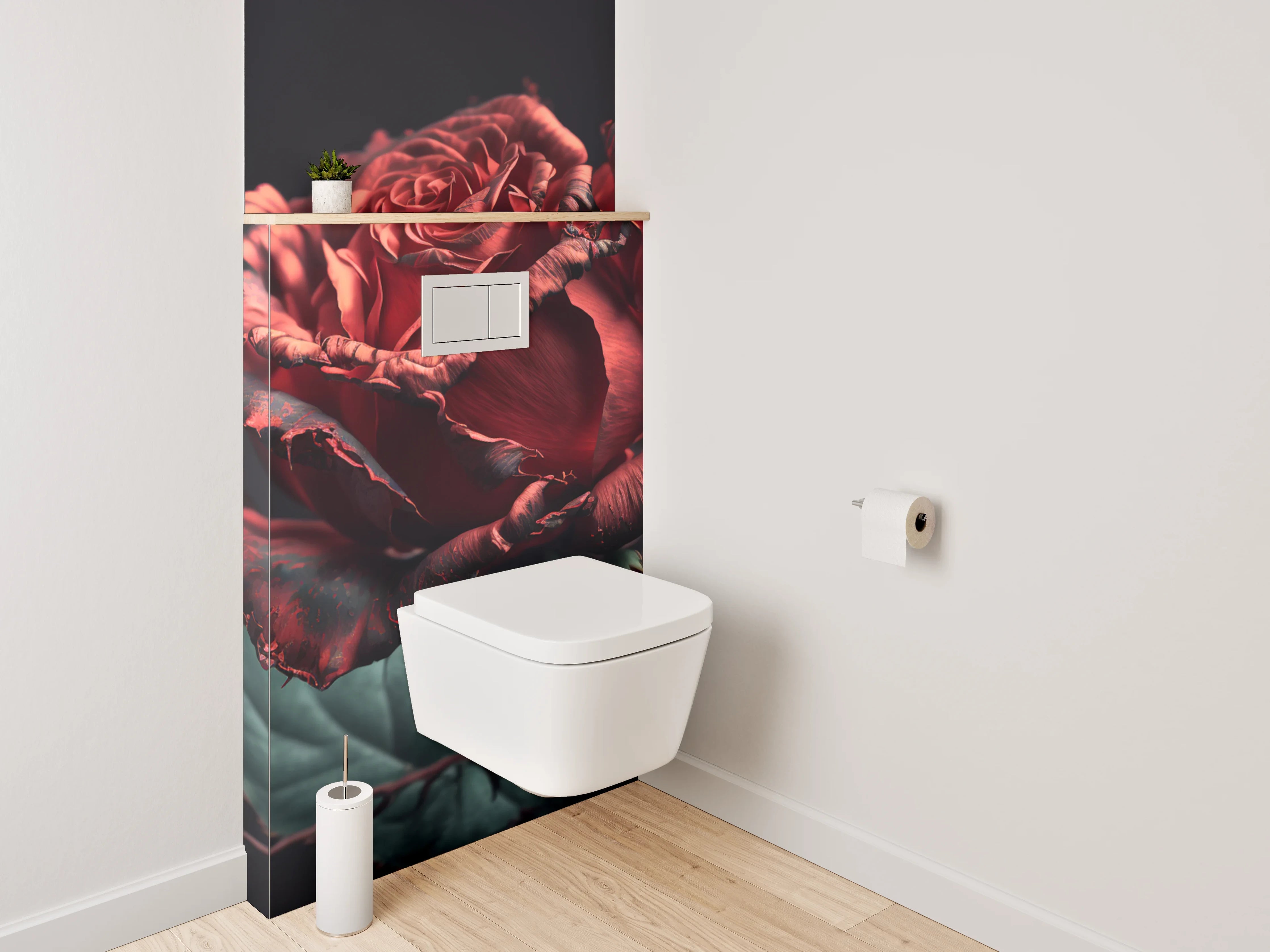 WC-Rückwand - Dramatische rote Rose auf dunklem Grund