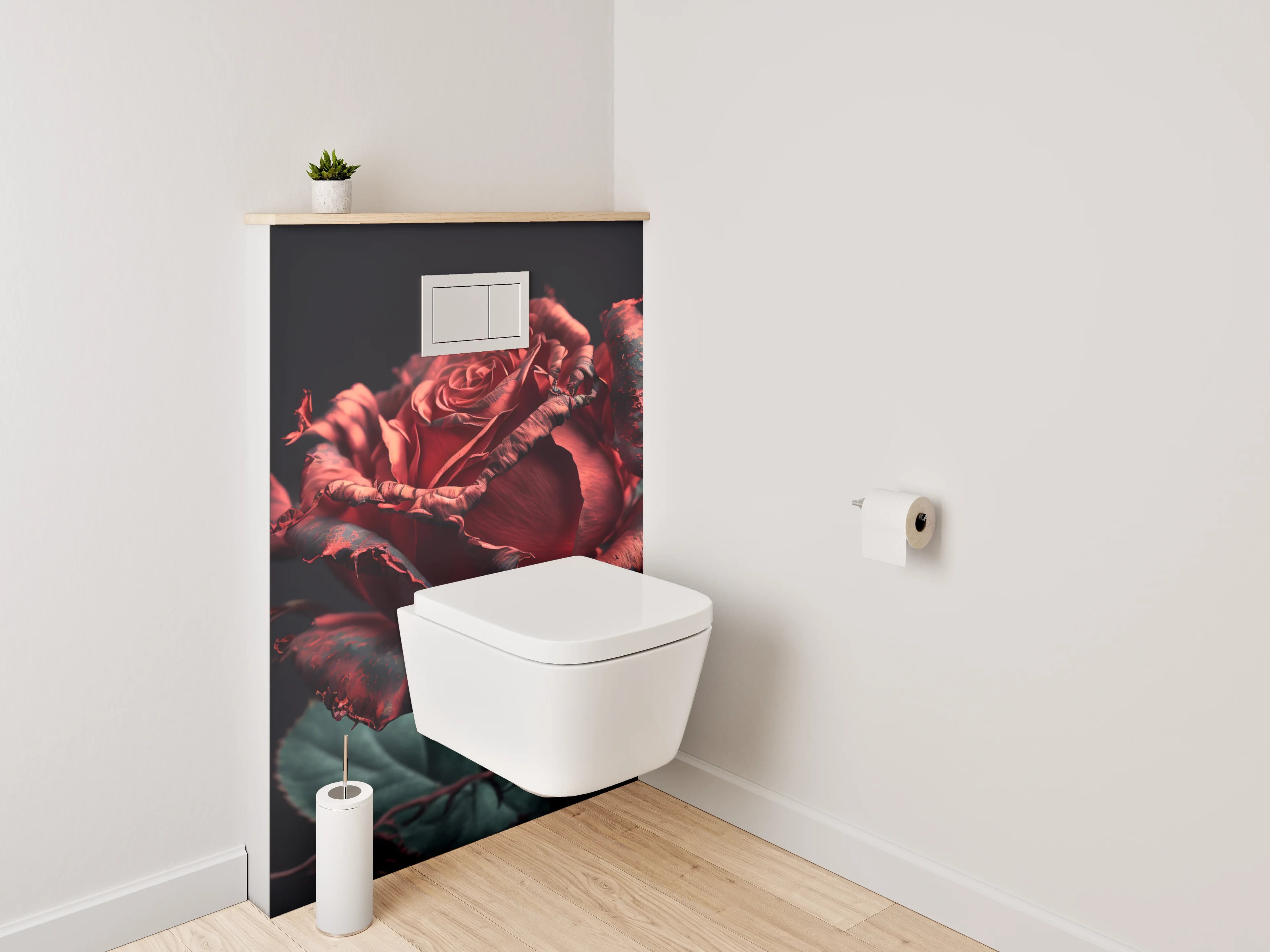 WC-Rückwand - Dramatische rote Rose auf dunklem Grund