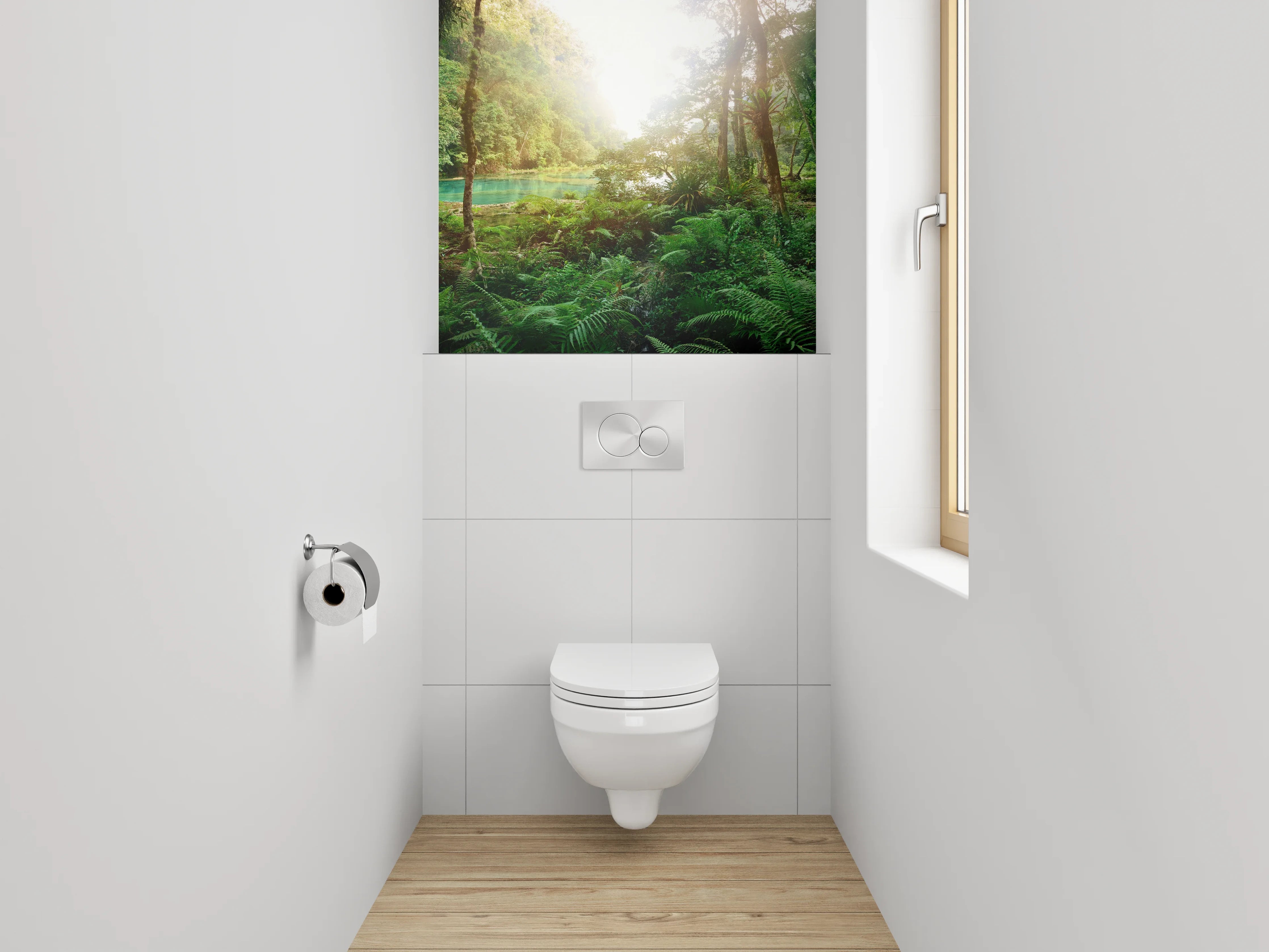 WC-Rückwand - Dschungel-Fluss im Sonnenlicht