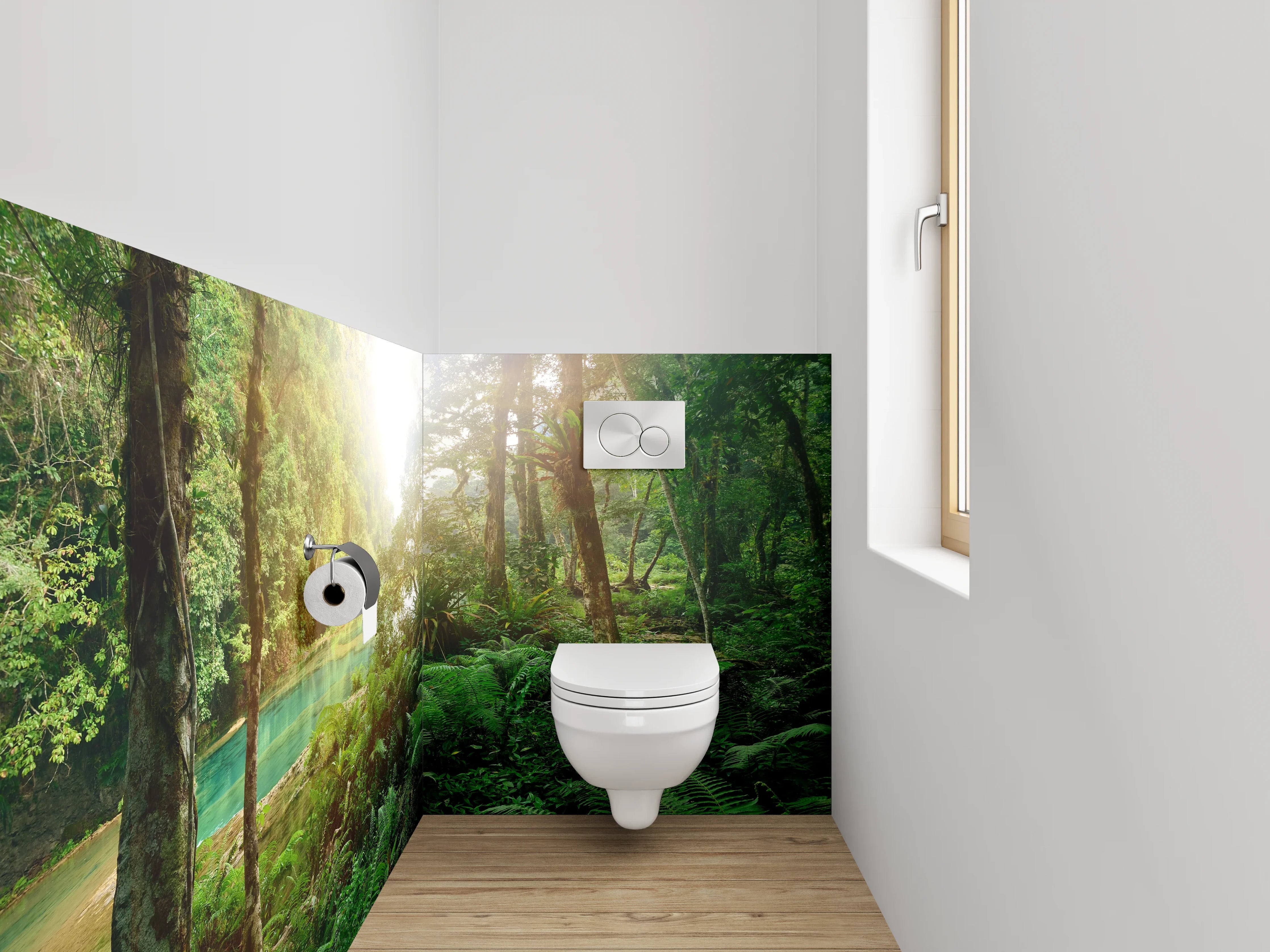 WC-Rückwand - Dschungel-Fluss im Sonnenlicht
