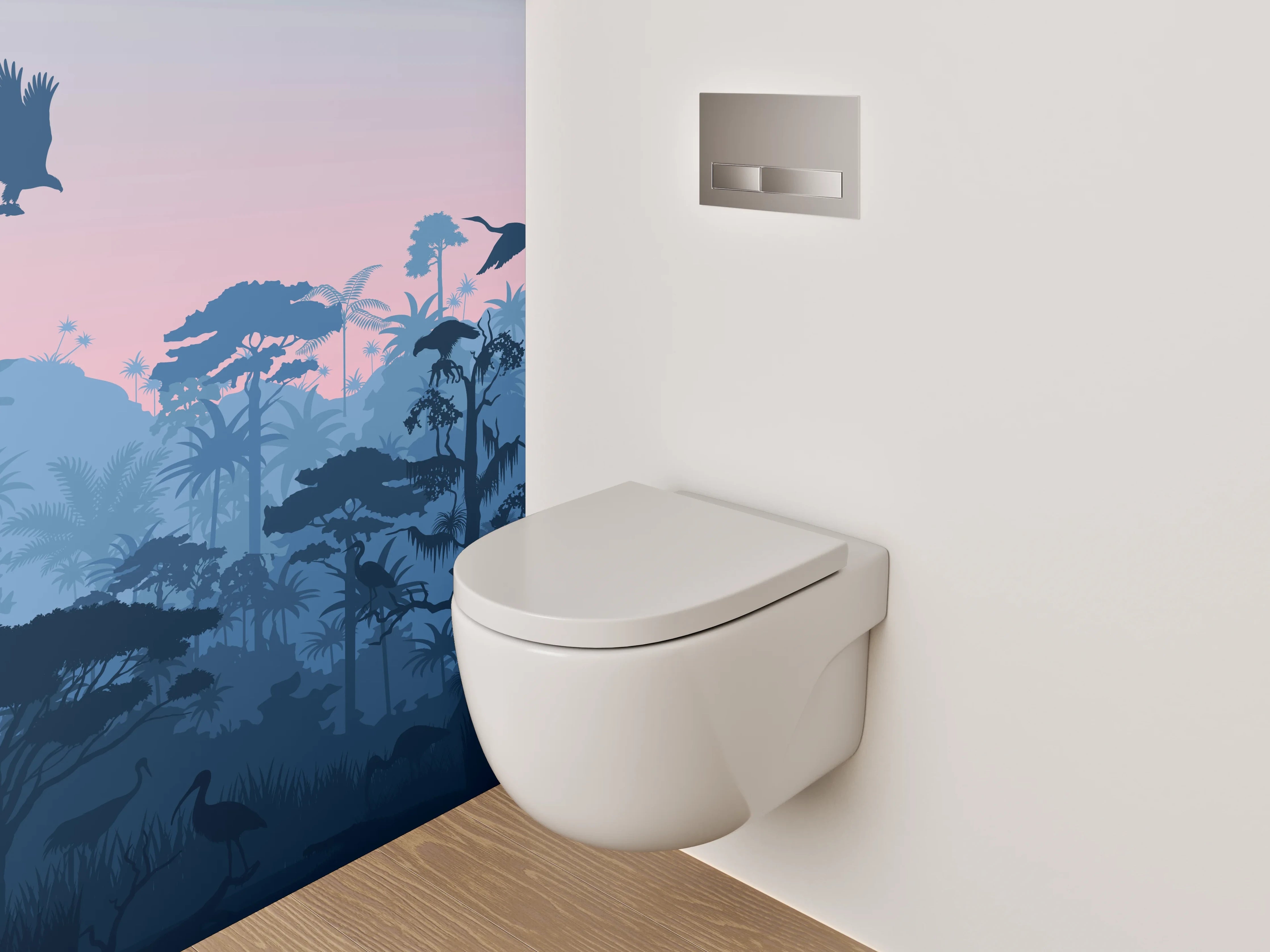 WC-Rückwand - Dschungel Silhouette bei Sonnenaufgang