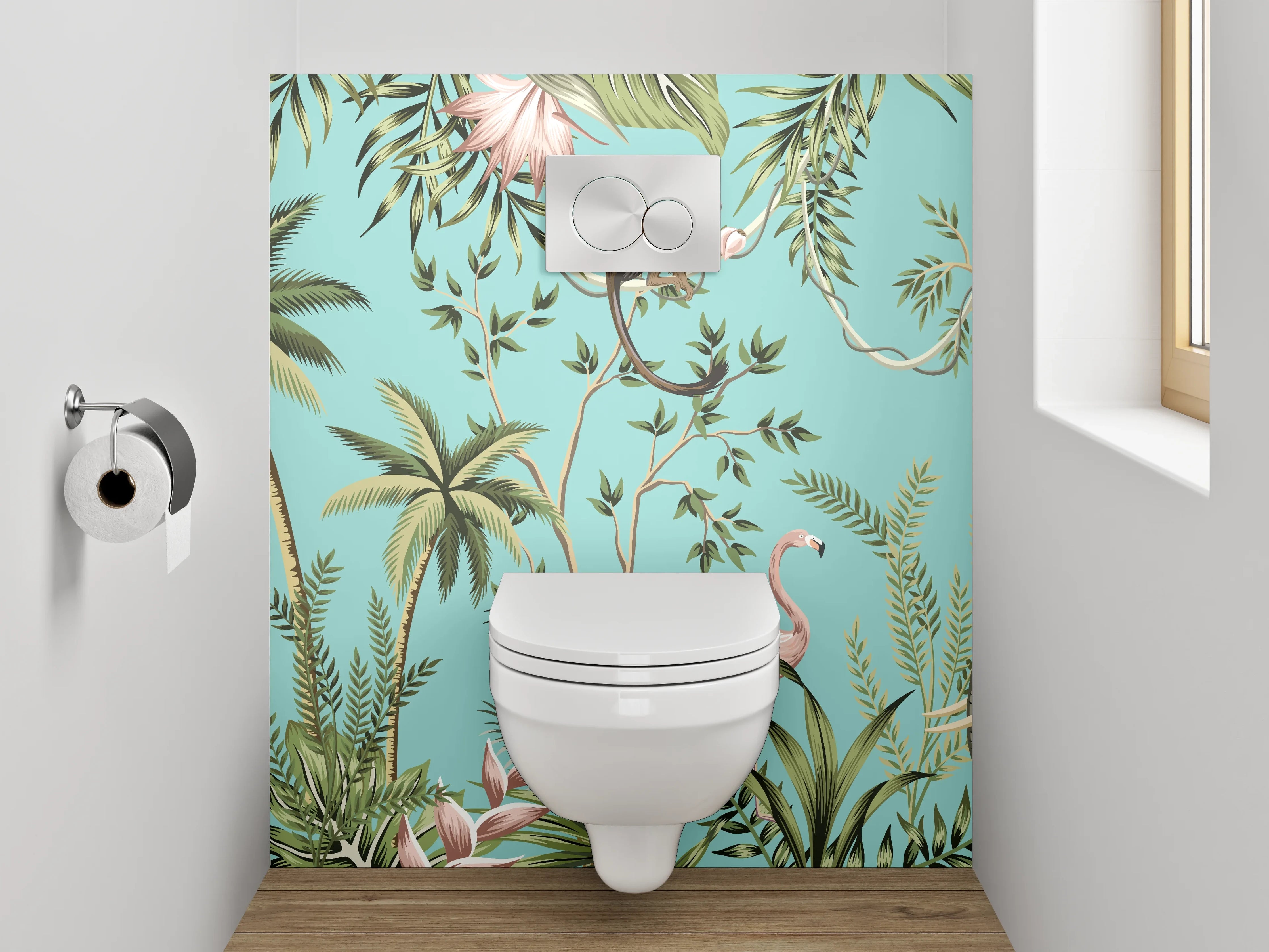 WC-Rückwand - Dschungel Tiere Illustration Tapete