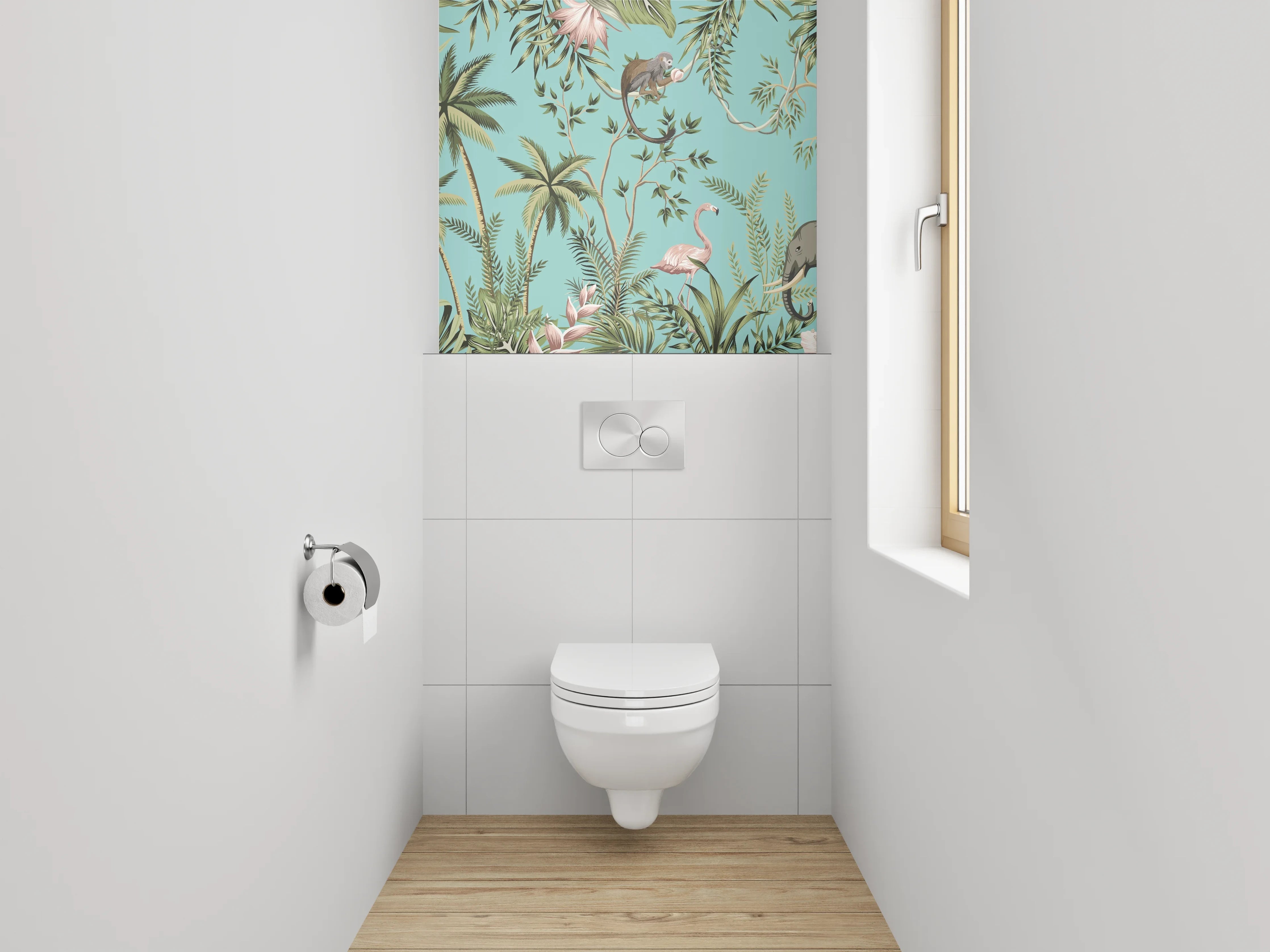 WC-Rückwand - Dschungel Tiere Illustration Tapete