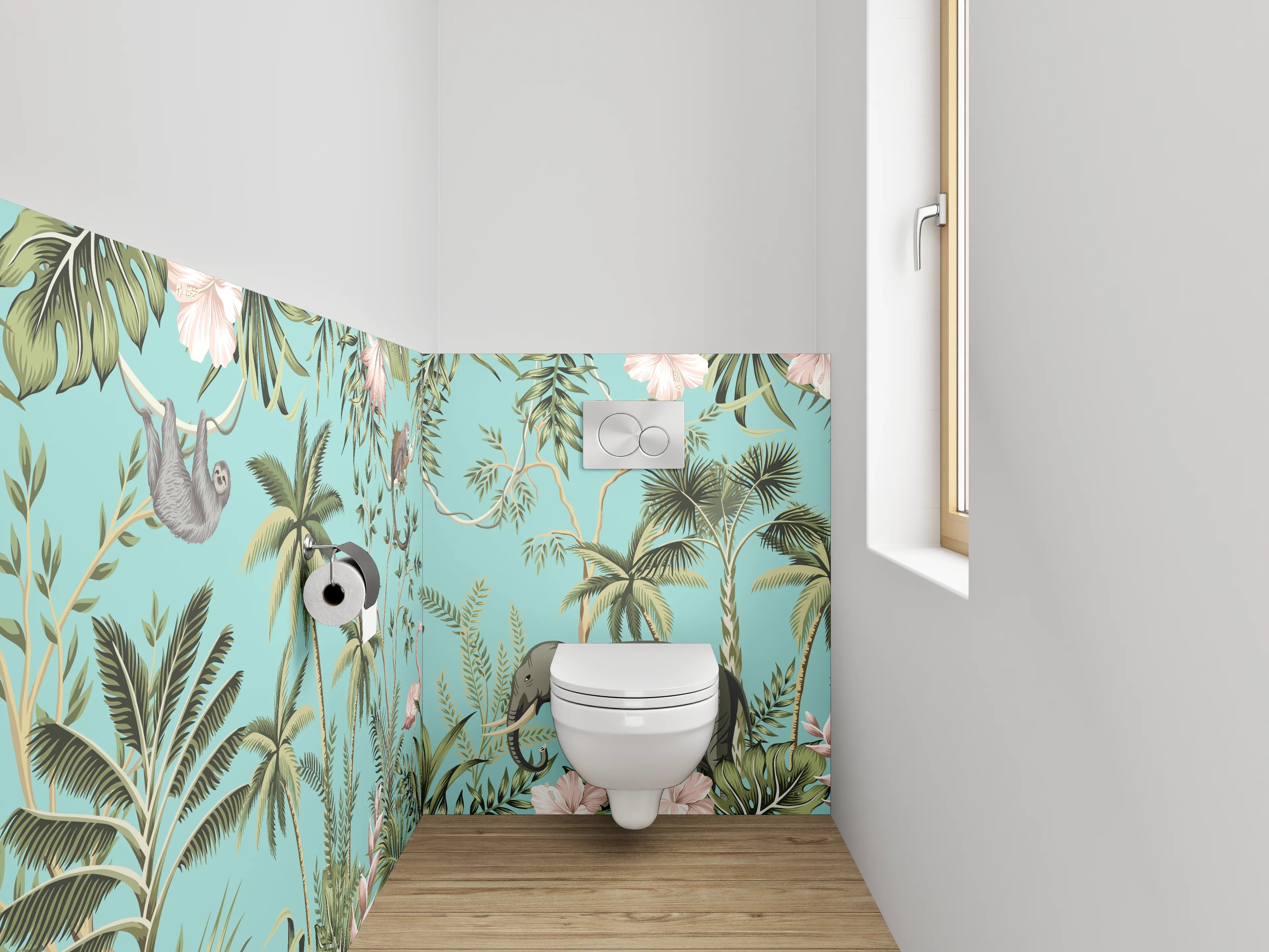 WC-Rückwand - Dschungel Tiere Illustration Tapete