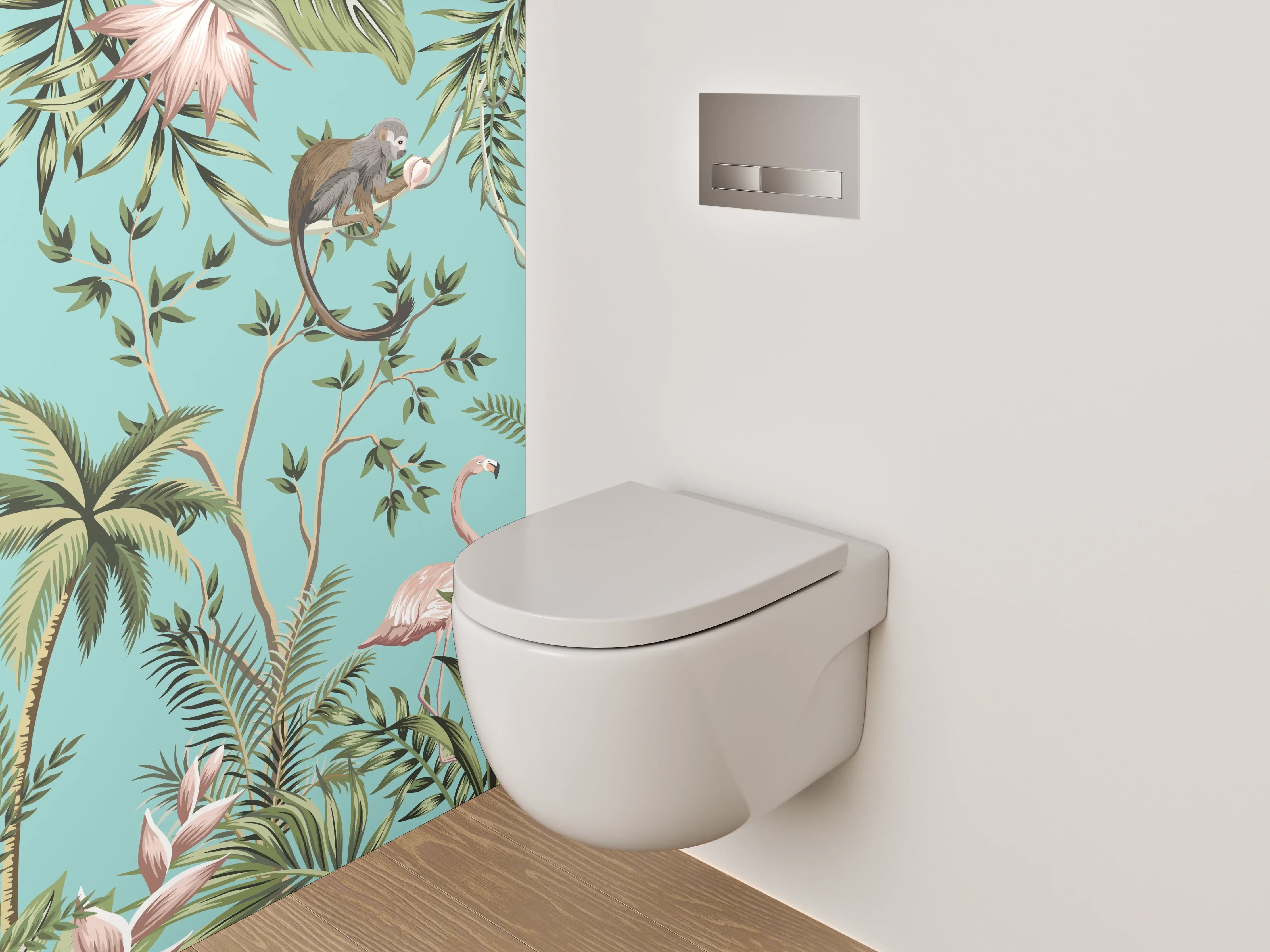 WC-Rückwand - Dschungel Tiere Illustration Tapete