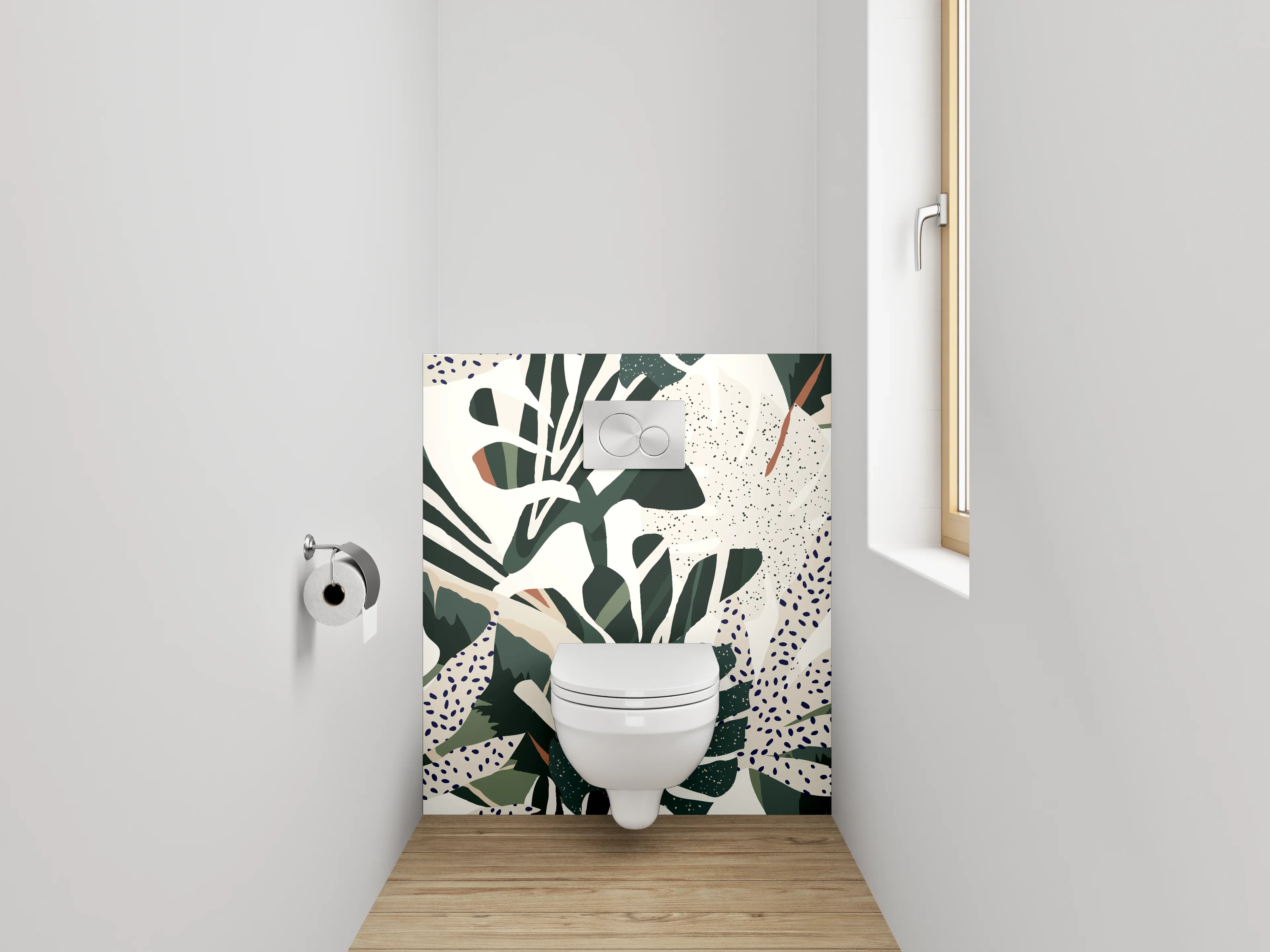 WC-Rückwand - Dschungel mit exotischen Blättern