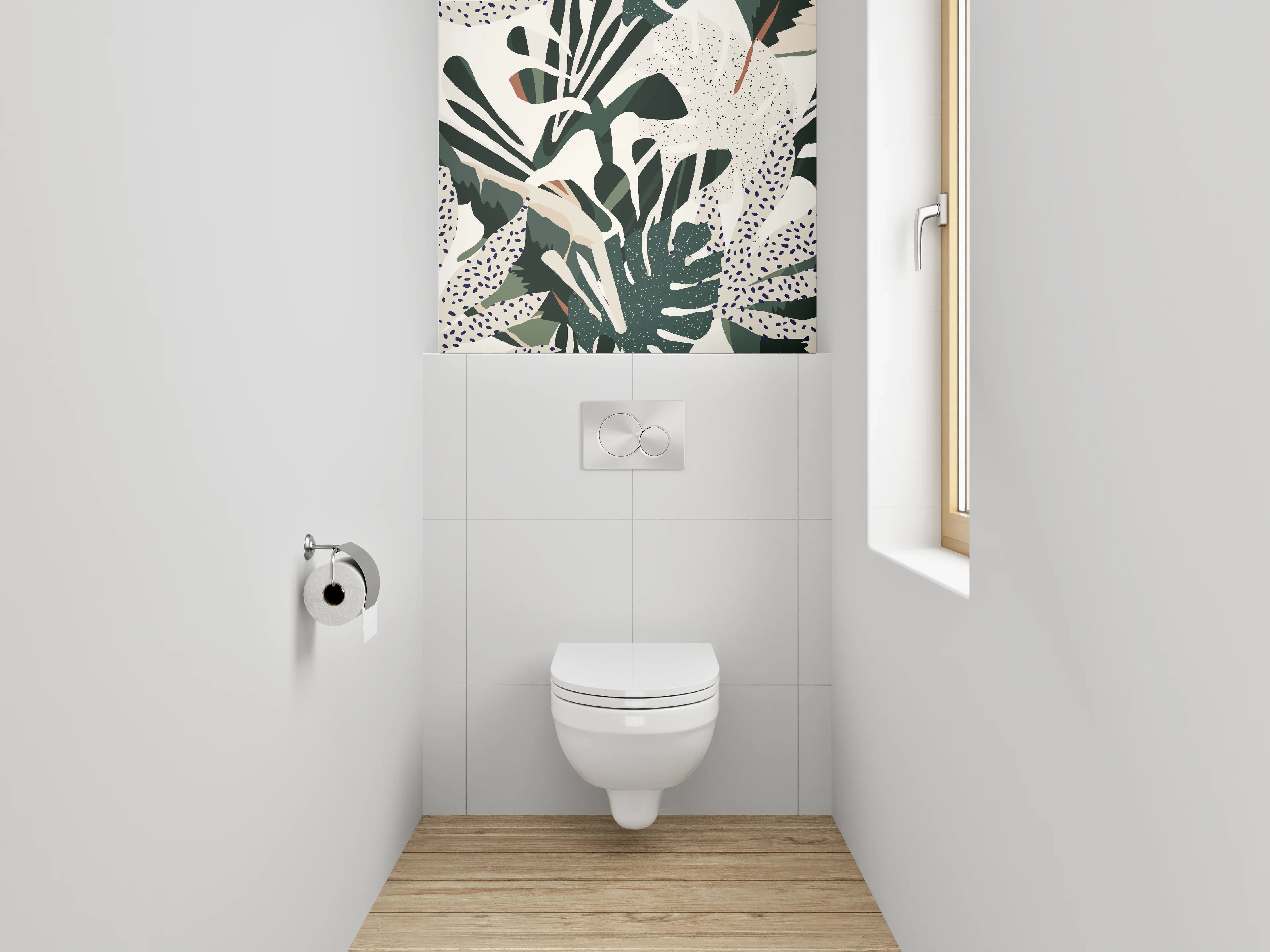 WC-Rückwand - Dschungel mit exotischen Blättern