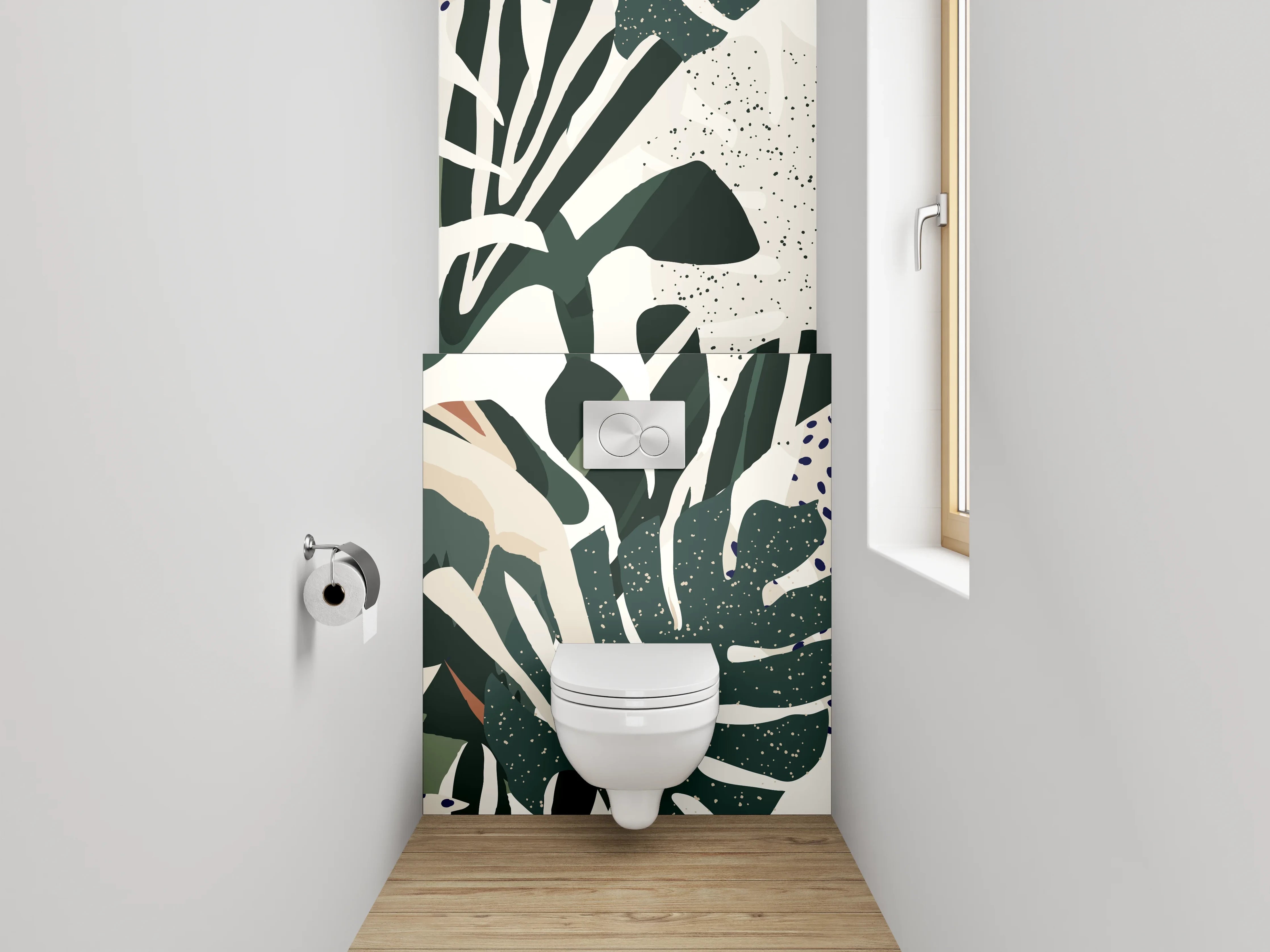 WC-Rückwand - Dschungel mit exotischen Blättern