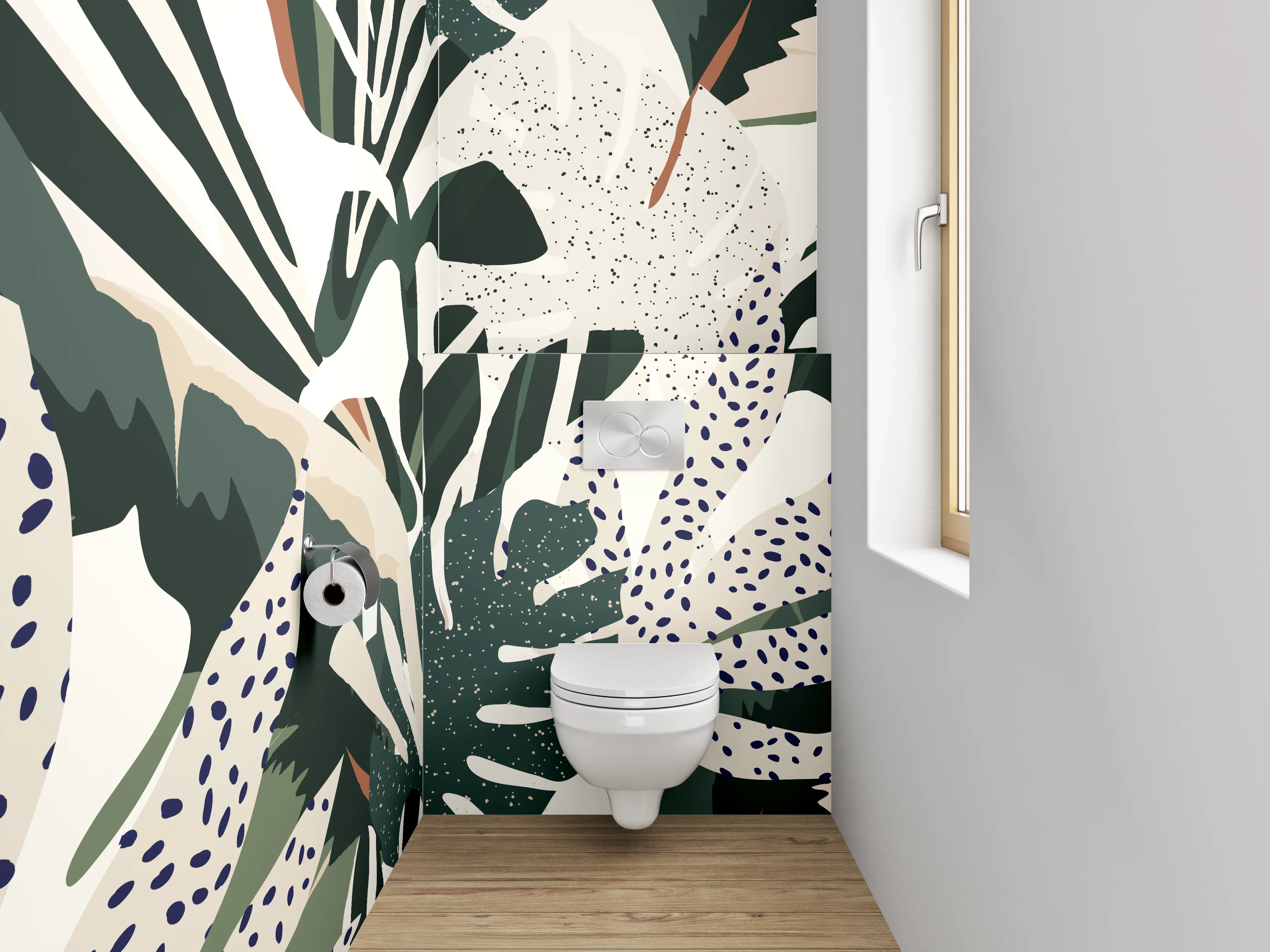 WC-Rückwand - Dschungel mit exotischen Blättern