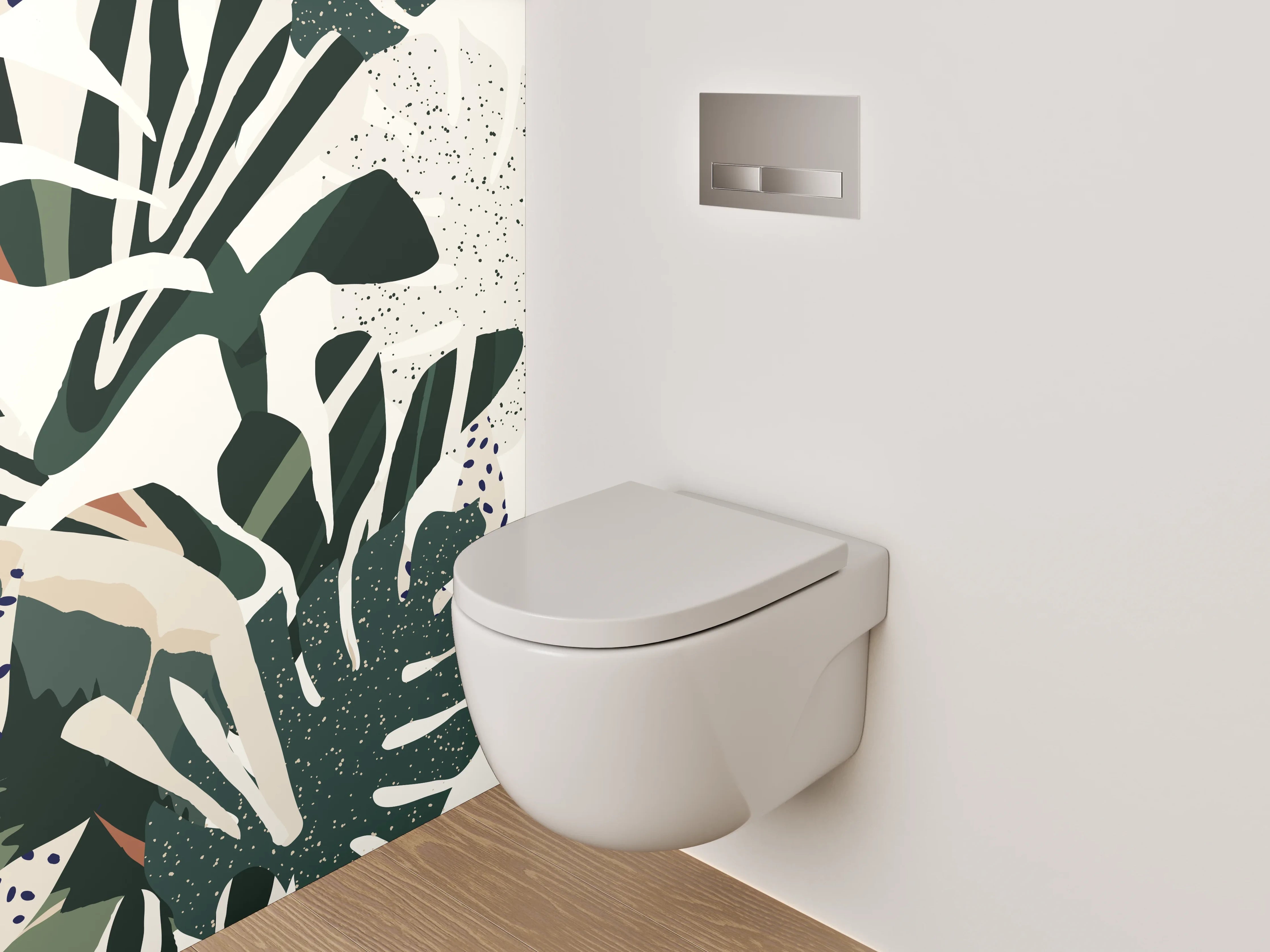 WC-Rückwand - Dschungel mit exotischen Blättern