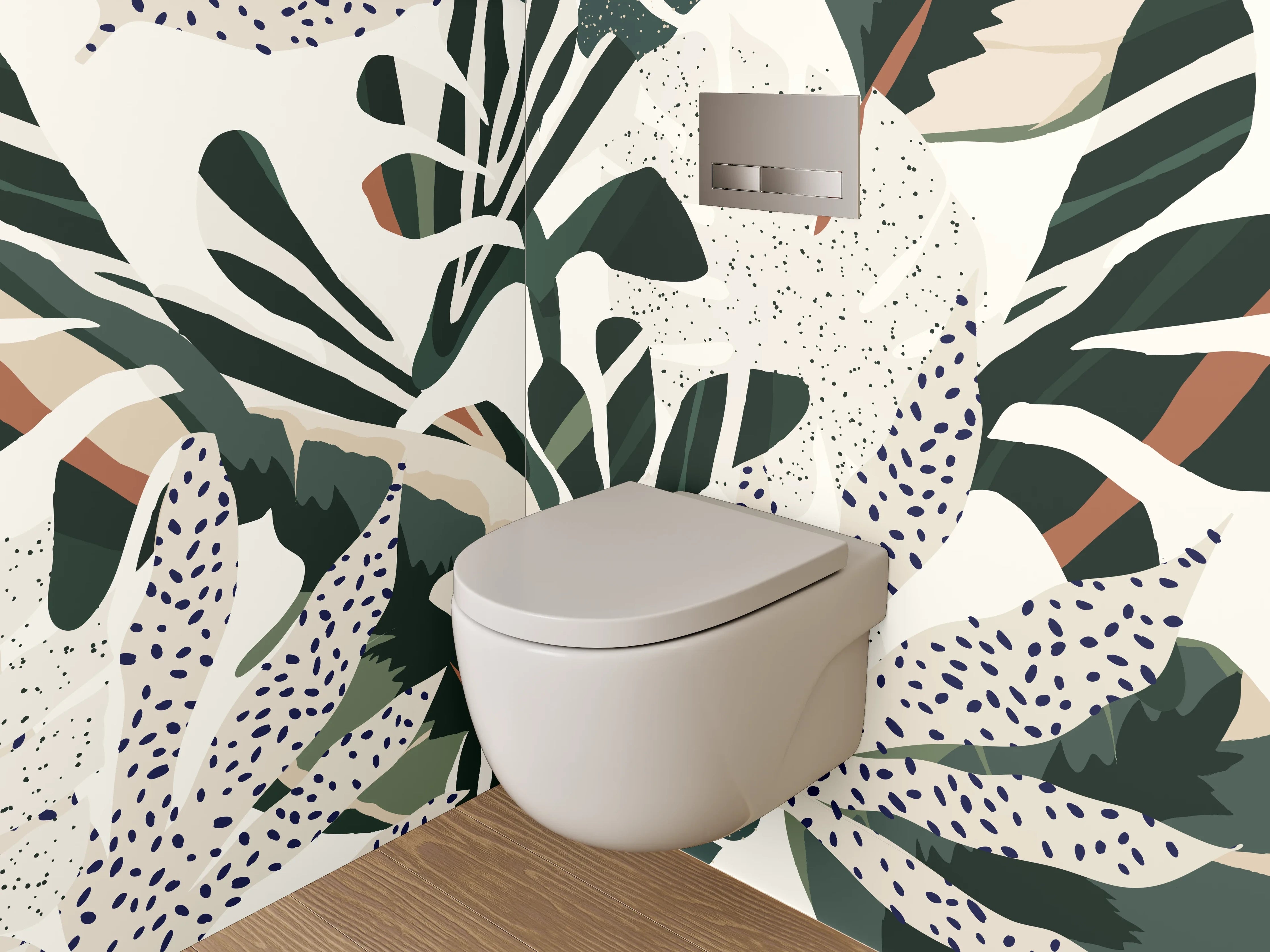 WC-Rückwand - Dschungel mit exotischen Blättern