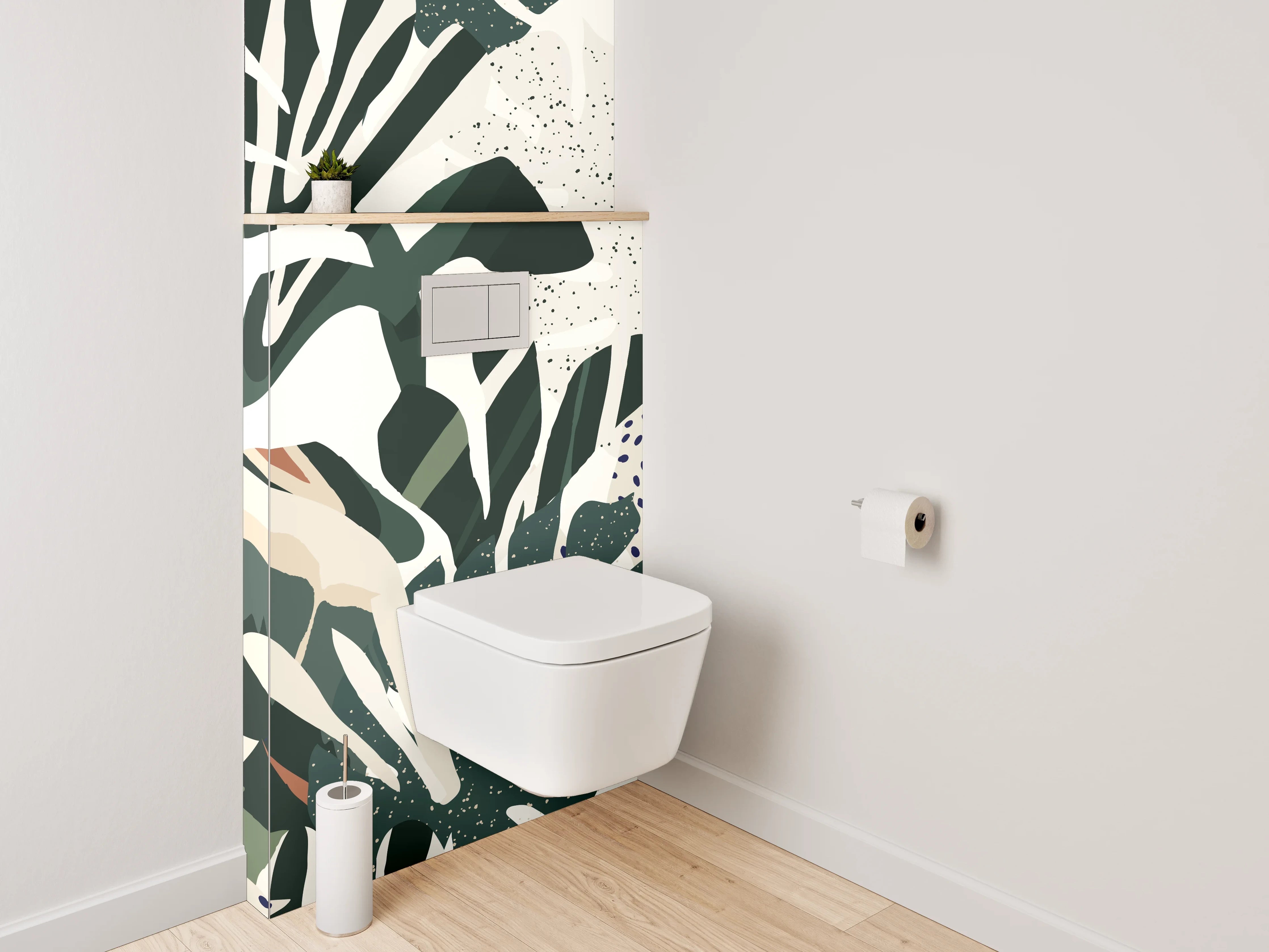 WC-Rückwand - Dschungel mit exotischen Blättern