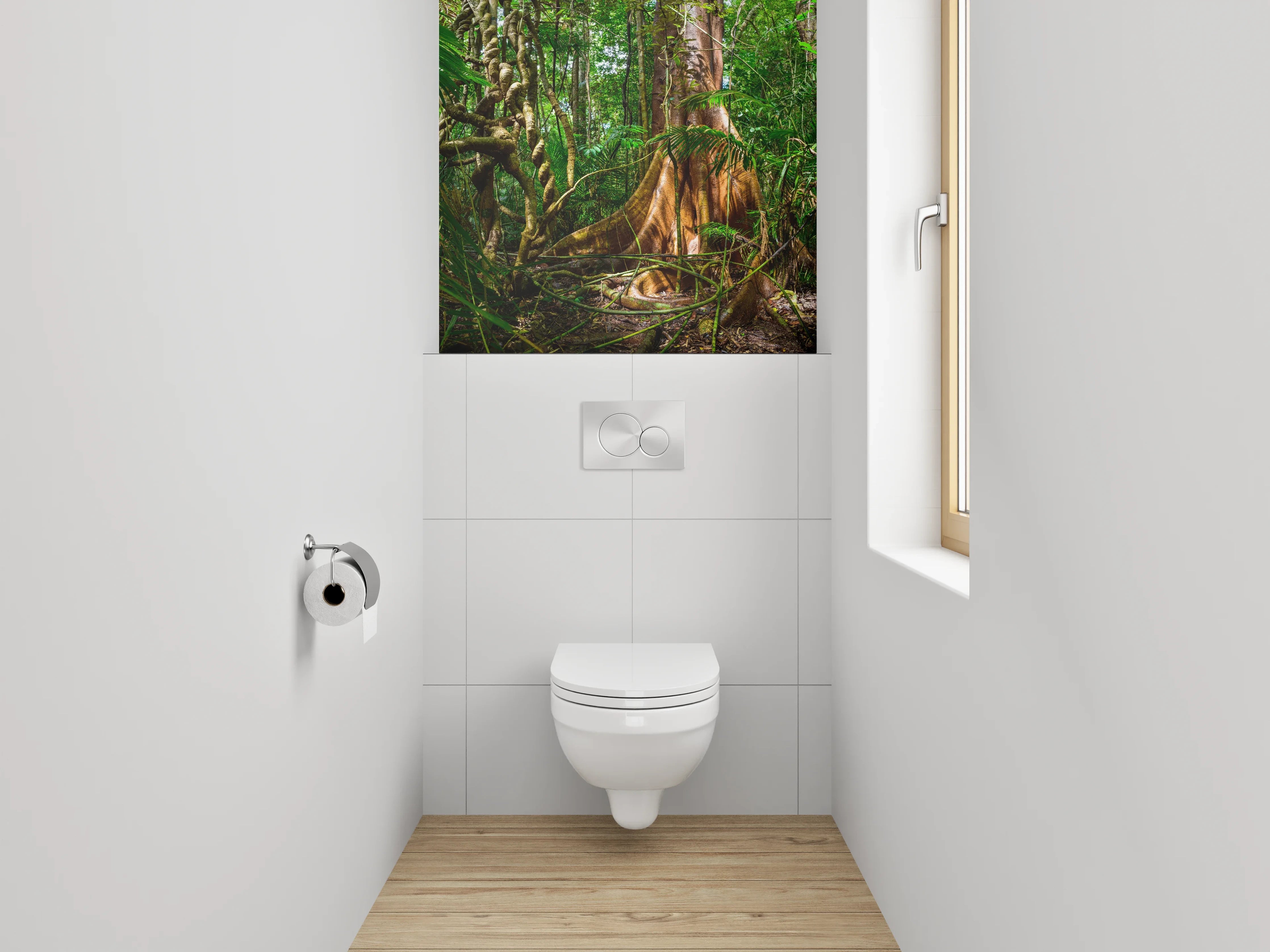 WC-Rückwand - Dschungel mit uraltem Baumstumpf