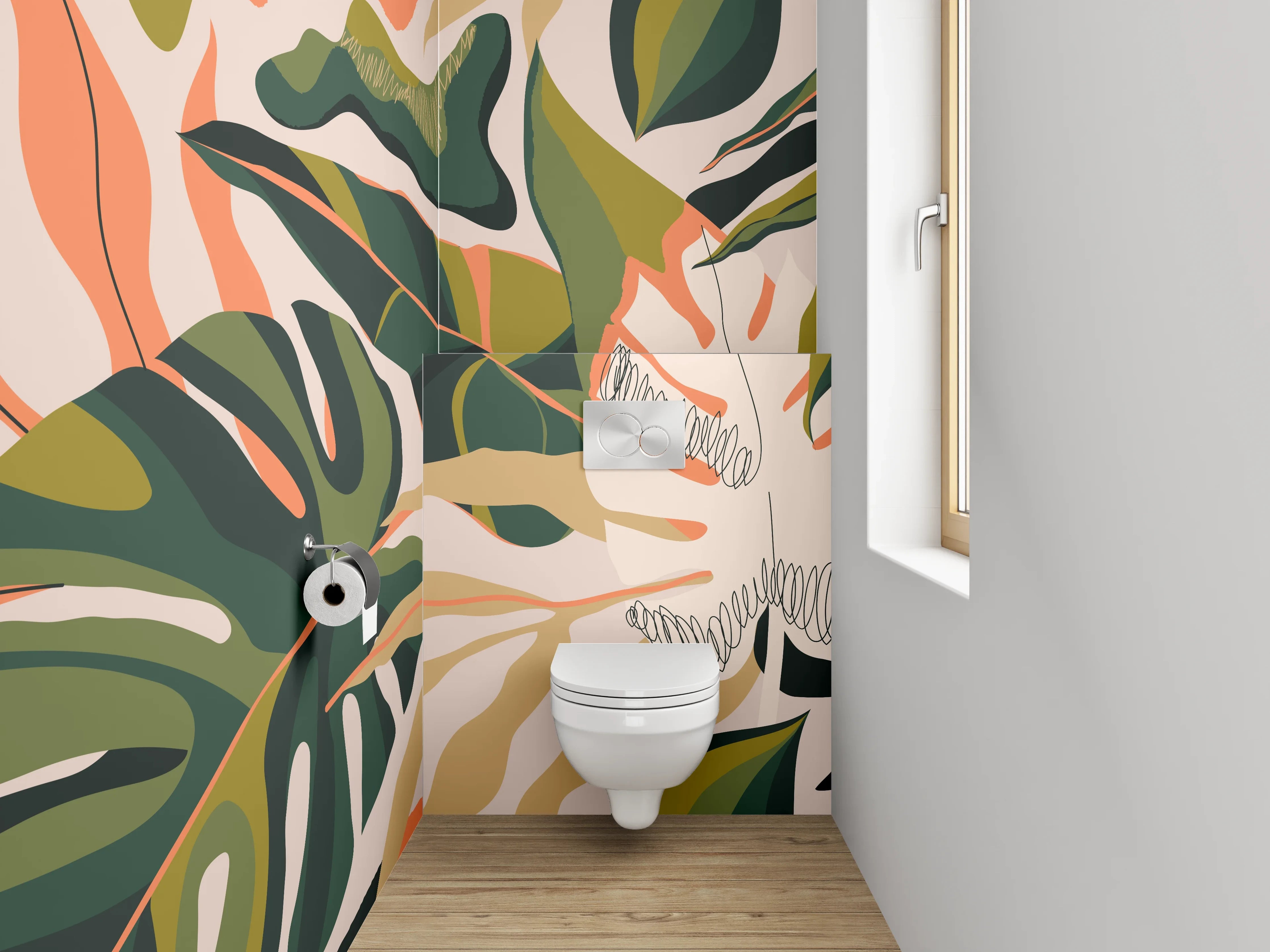 WC-Rückwand - Dschungelblätter Künstlerisches Muster