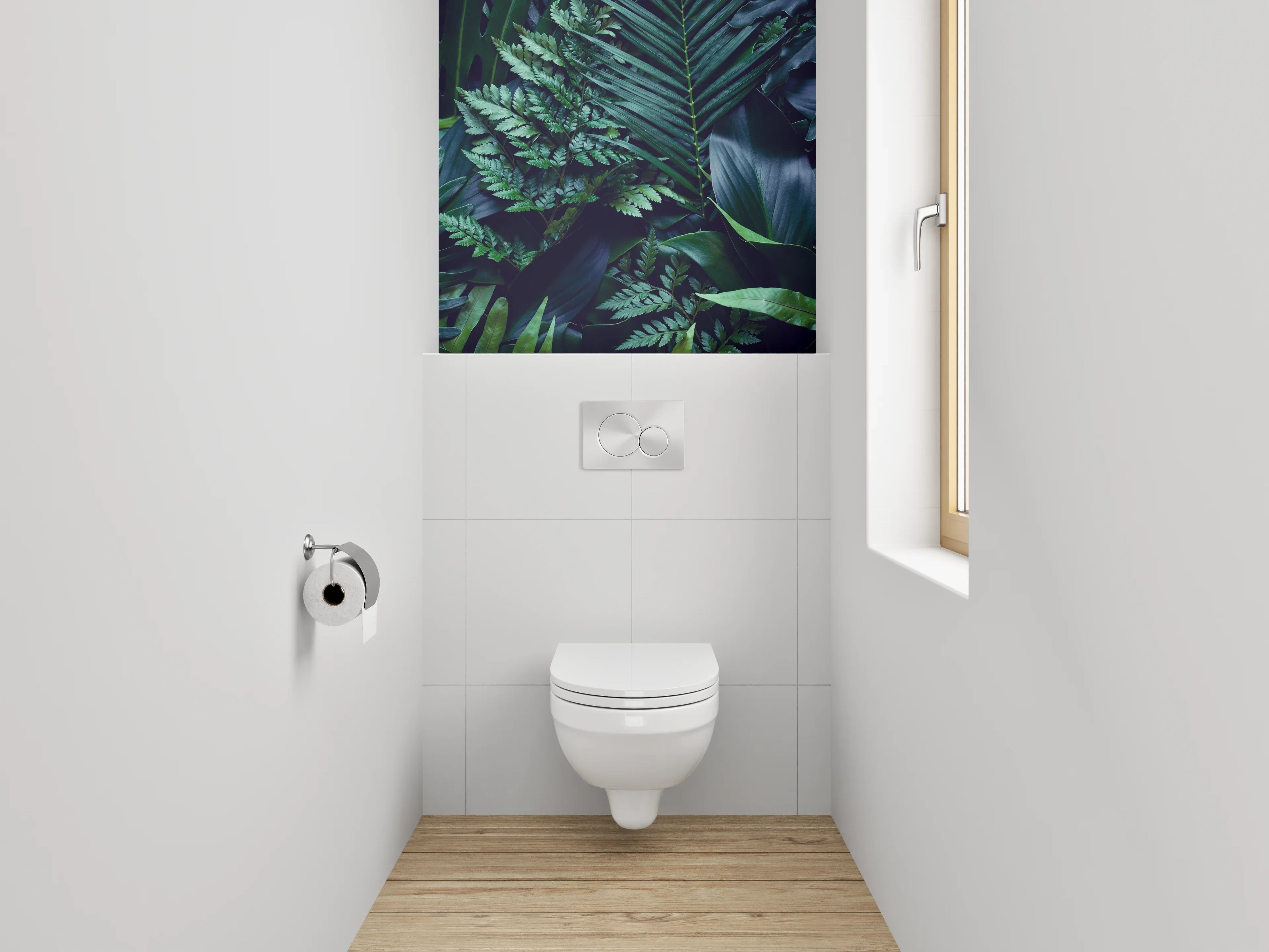 WC-Rückwand - Dschungelgrünes Blätterparadies