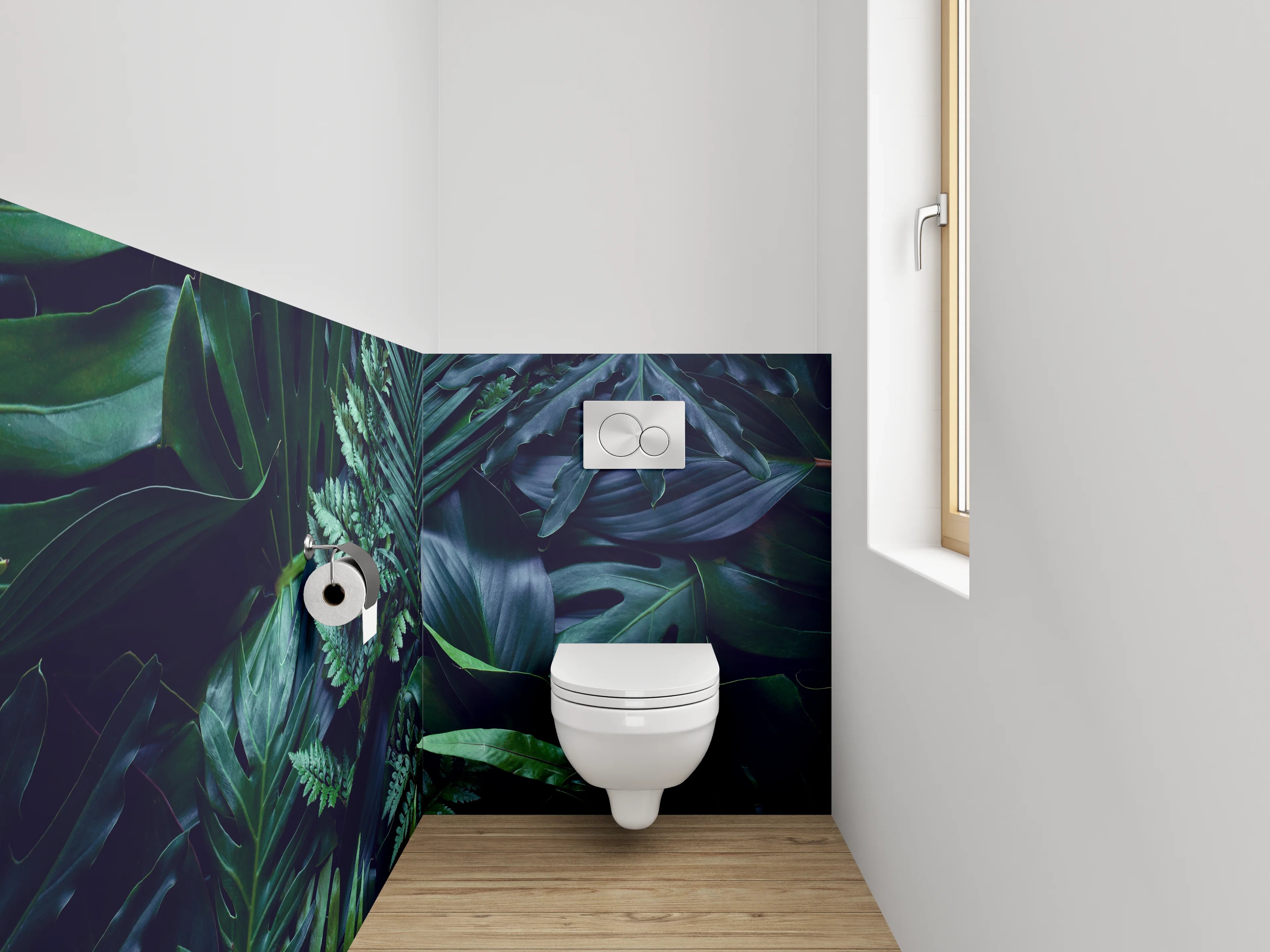 WC-Rückwand - Dschungelgrünes Blätterparadies