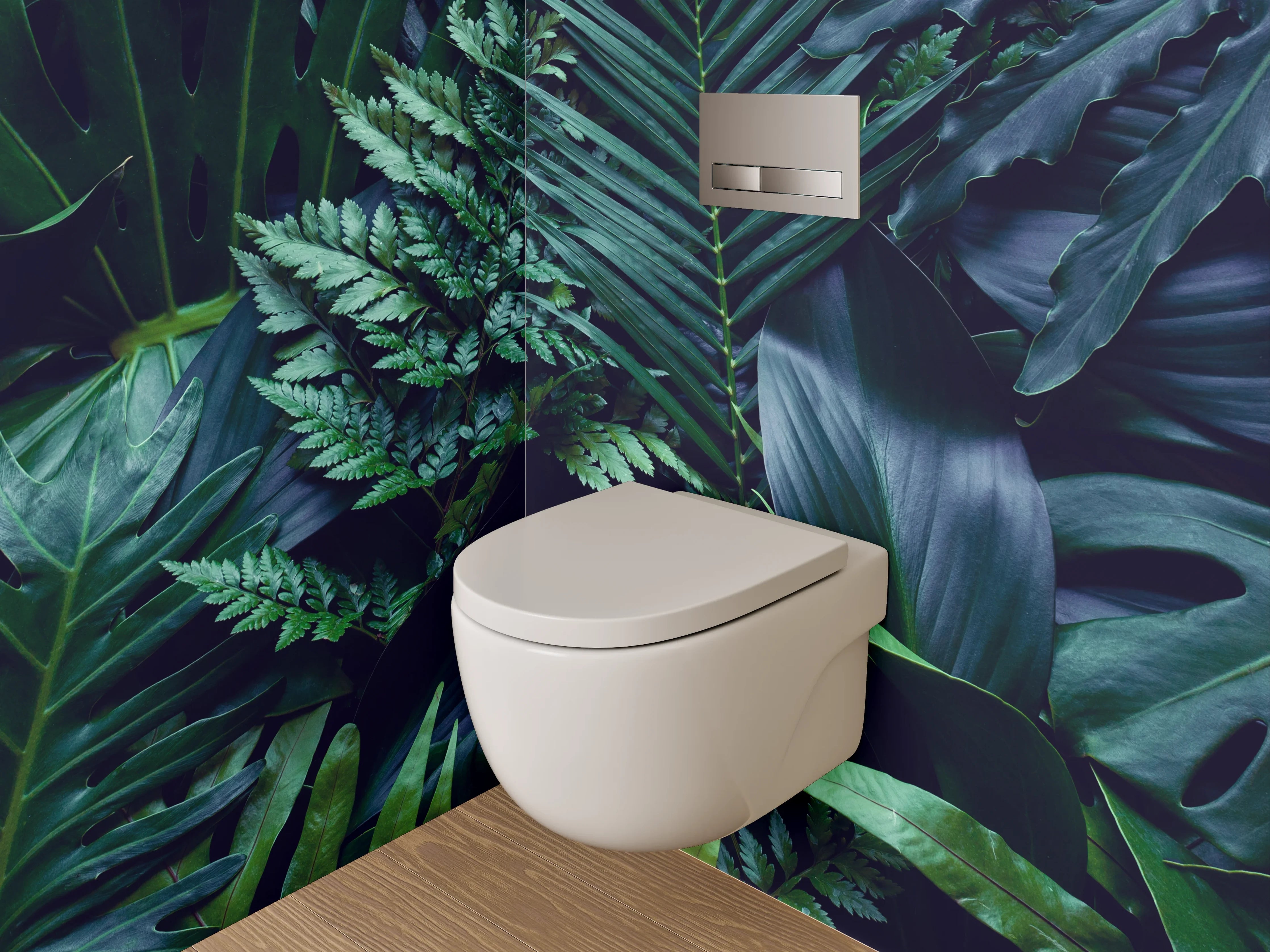 WC-Rückwand - Dschungelgrünes Blätterparadies