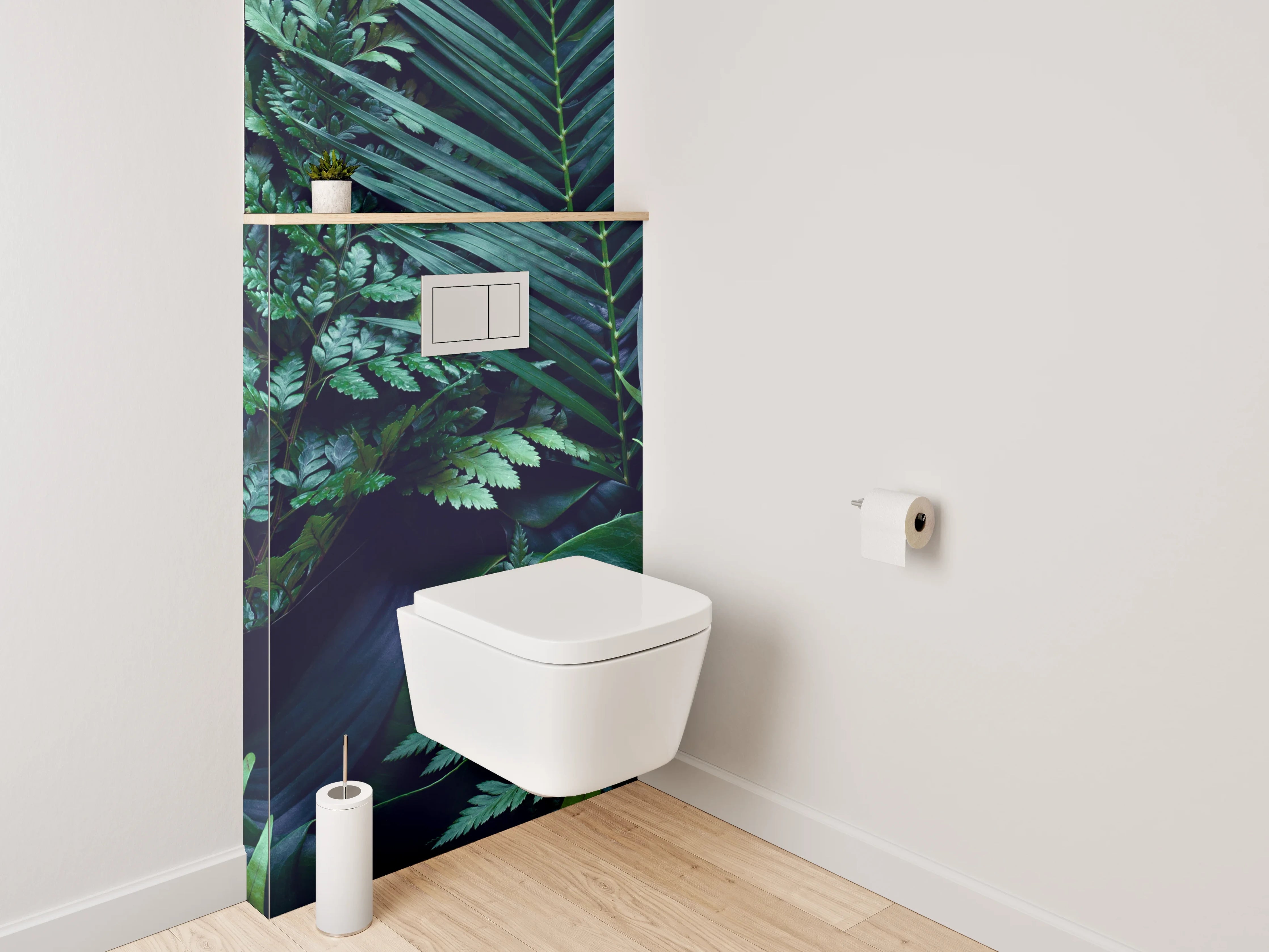WC-Rückwand - Dschungelgrünes Blätterparadies