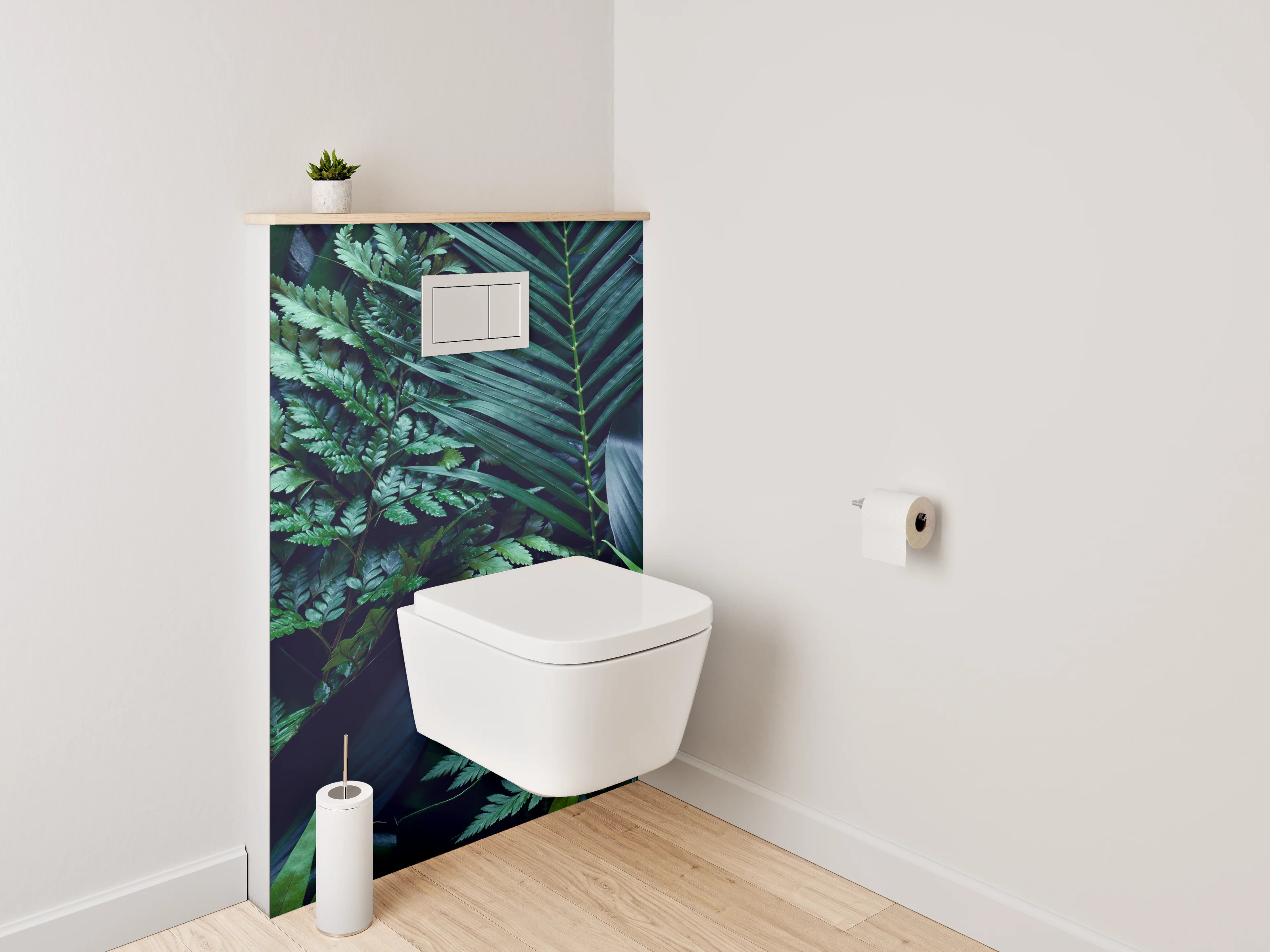 WC-Rückwand - Dschungelgrünes Blätterparadies