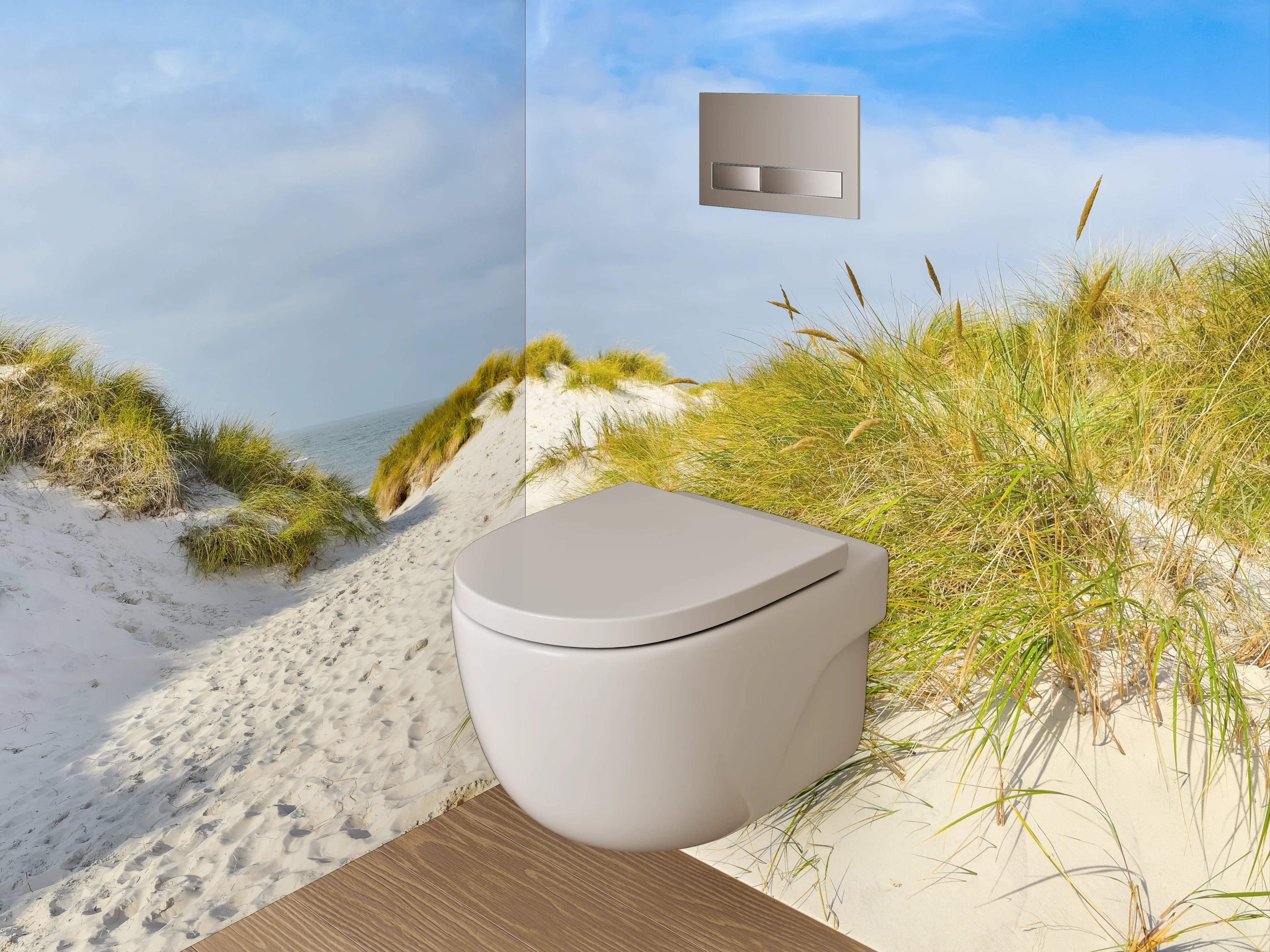 WC-Rückwand - Dünenlandschaft am Sandstrand Panorama