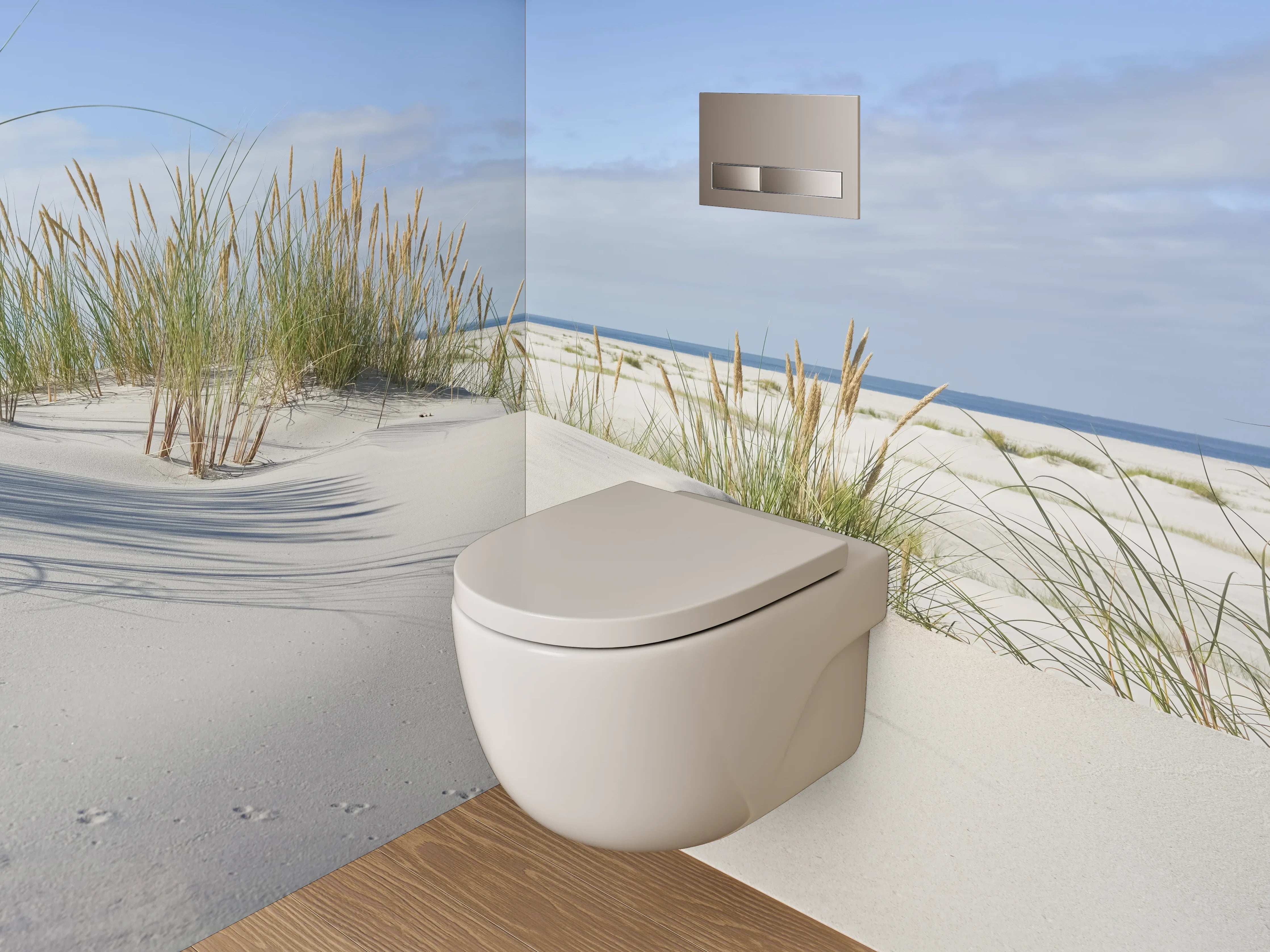 WC-Rückwand - Dünenlandschaft mit Strand und Meerblick