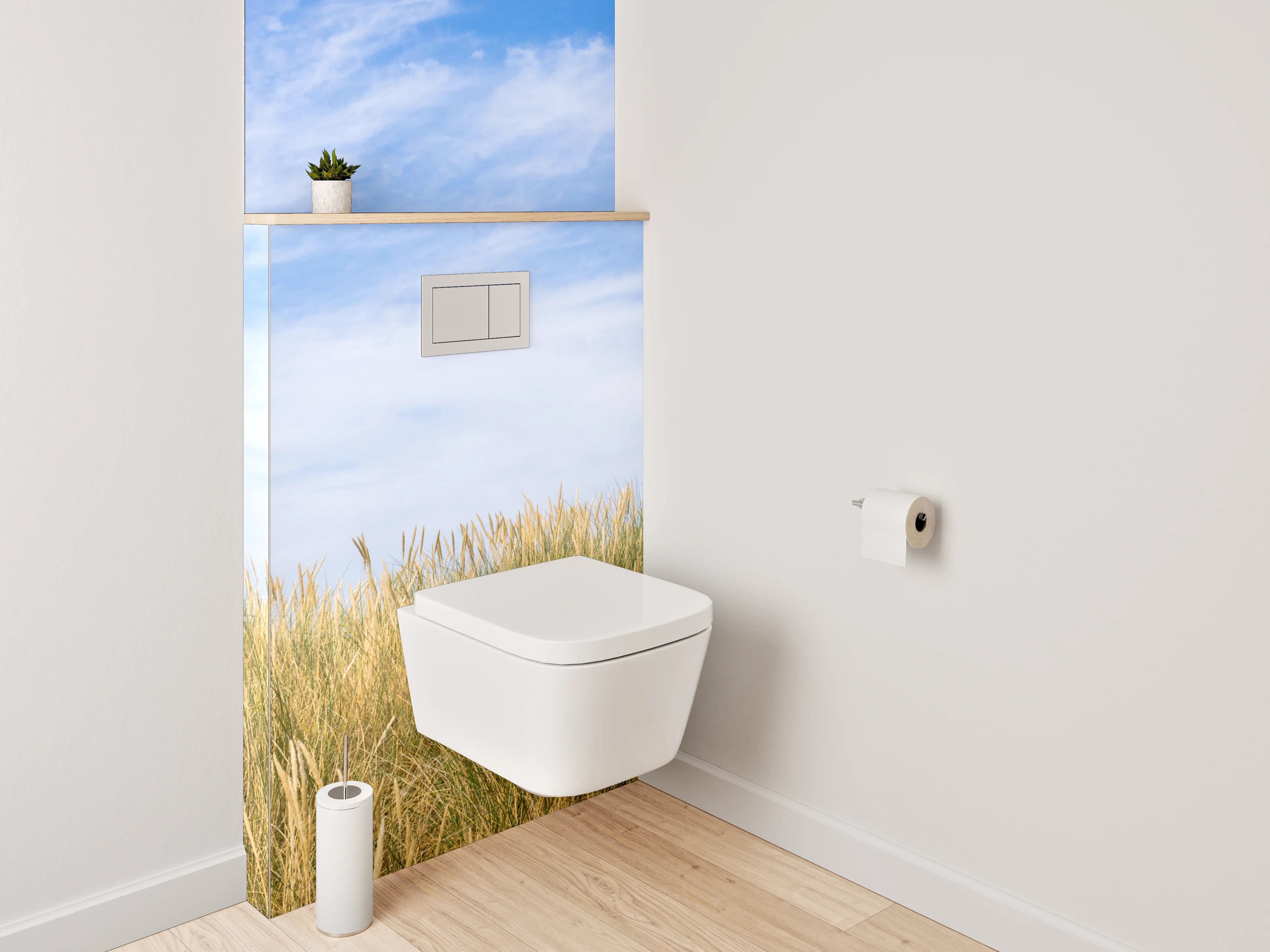 WC-Rückwand - Dünenlandschaft unter blauem Himmel
