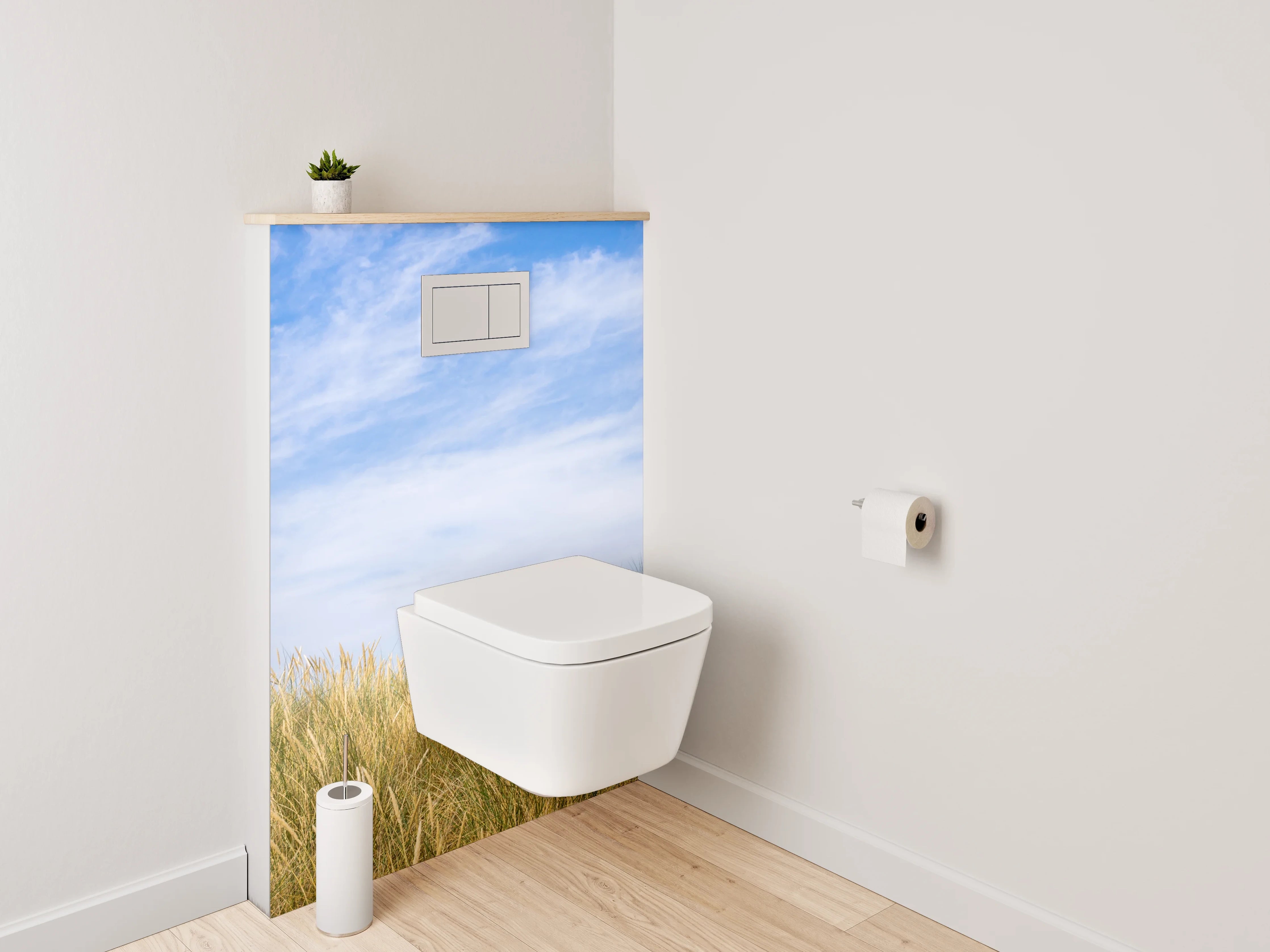 WC-Rückwand - Dünenlandschaft unter blauem Himmel