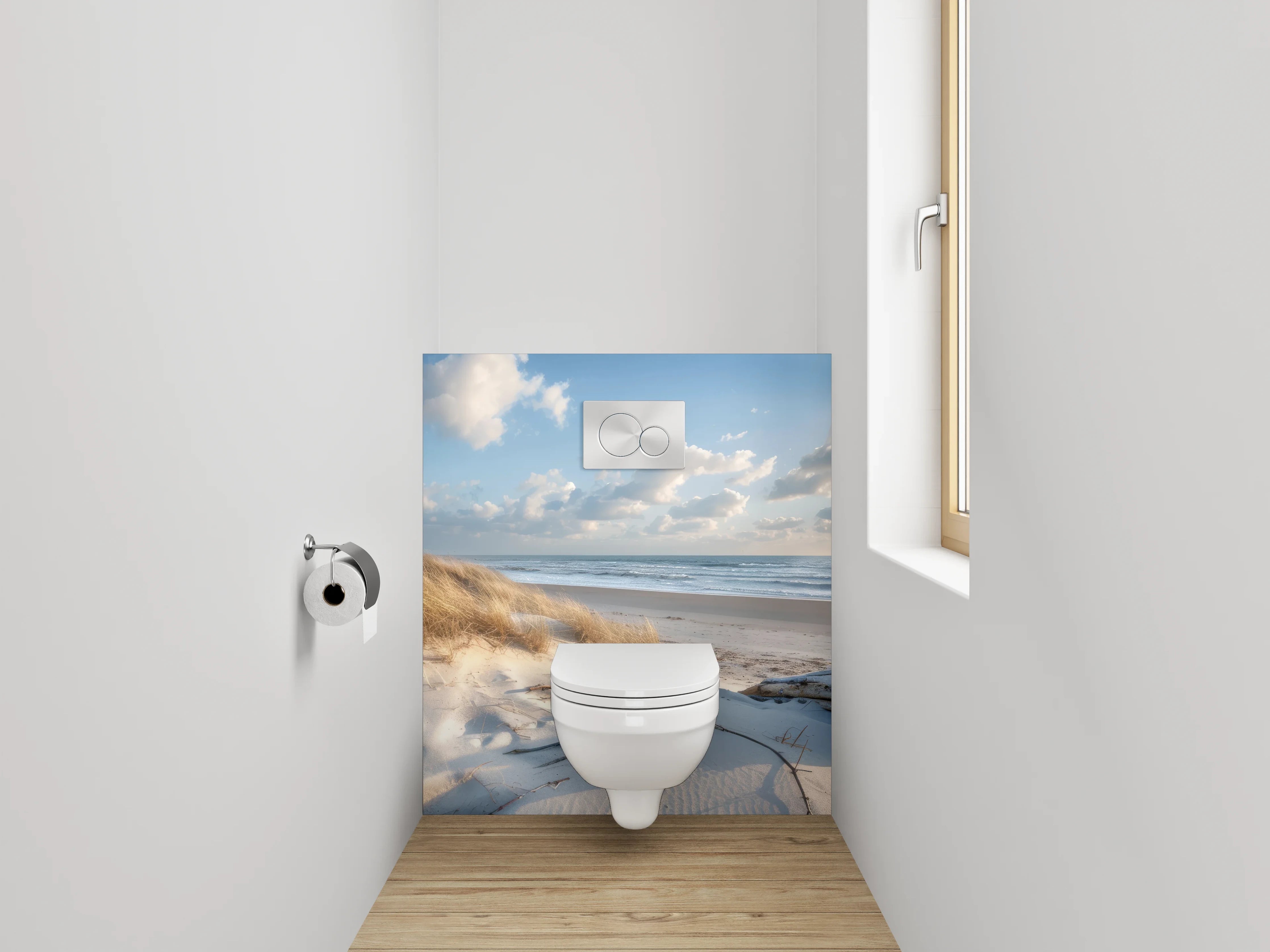 WC-Rückwand - Dünenstrand mit Meerblick