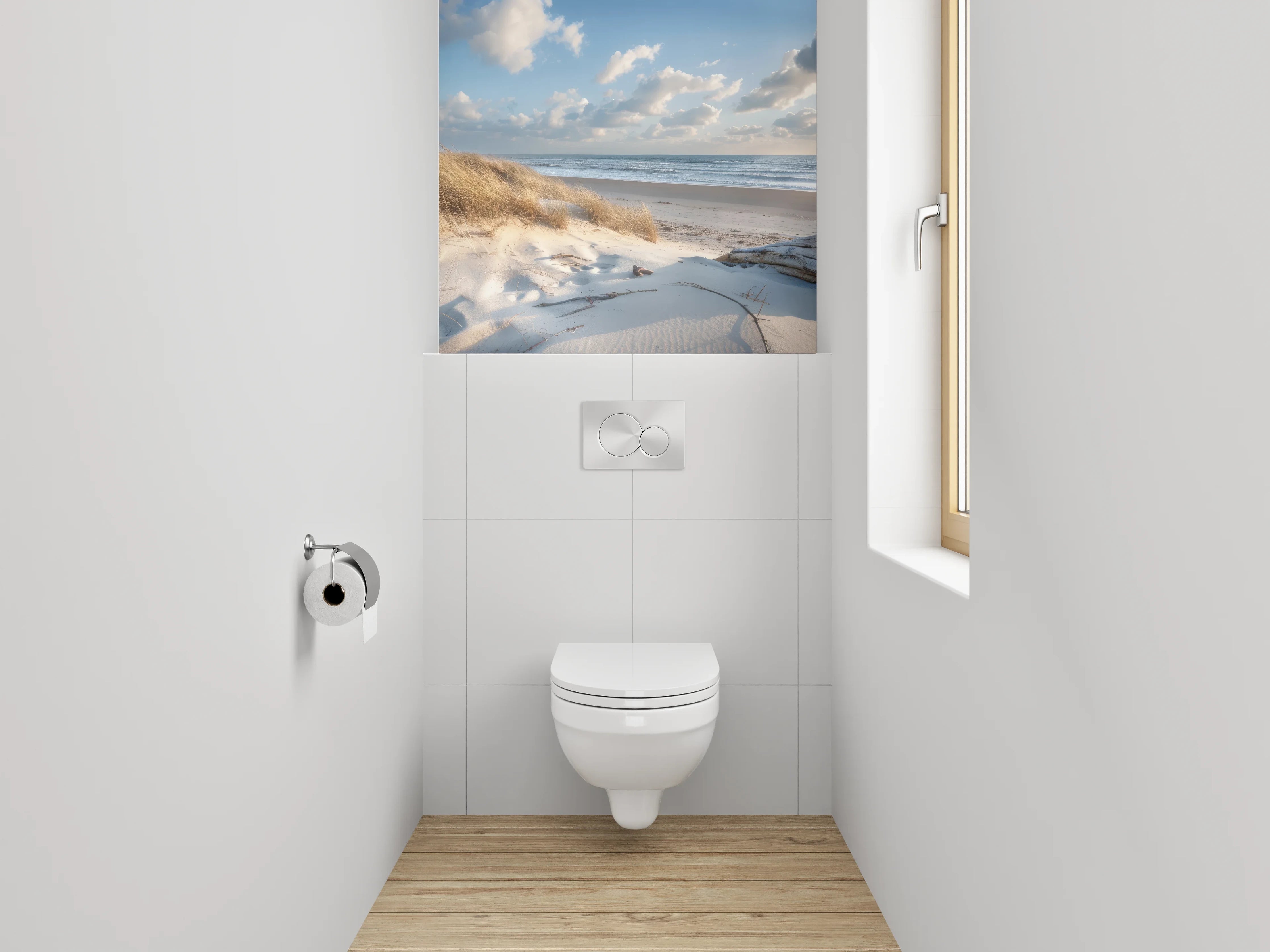 WC-Rückwand - Dünenstrand mit Meerblick