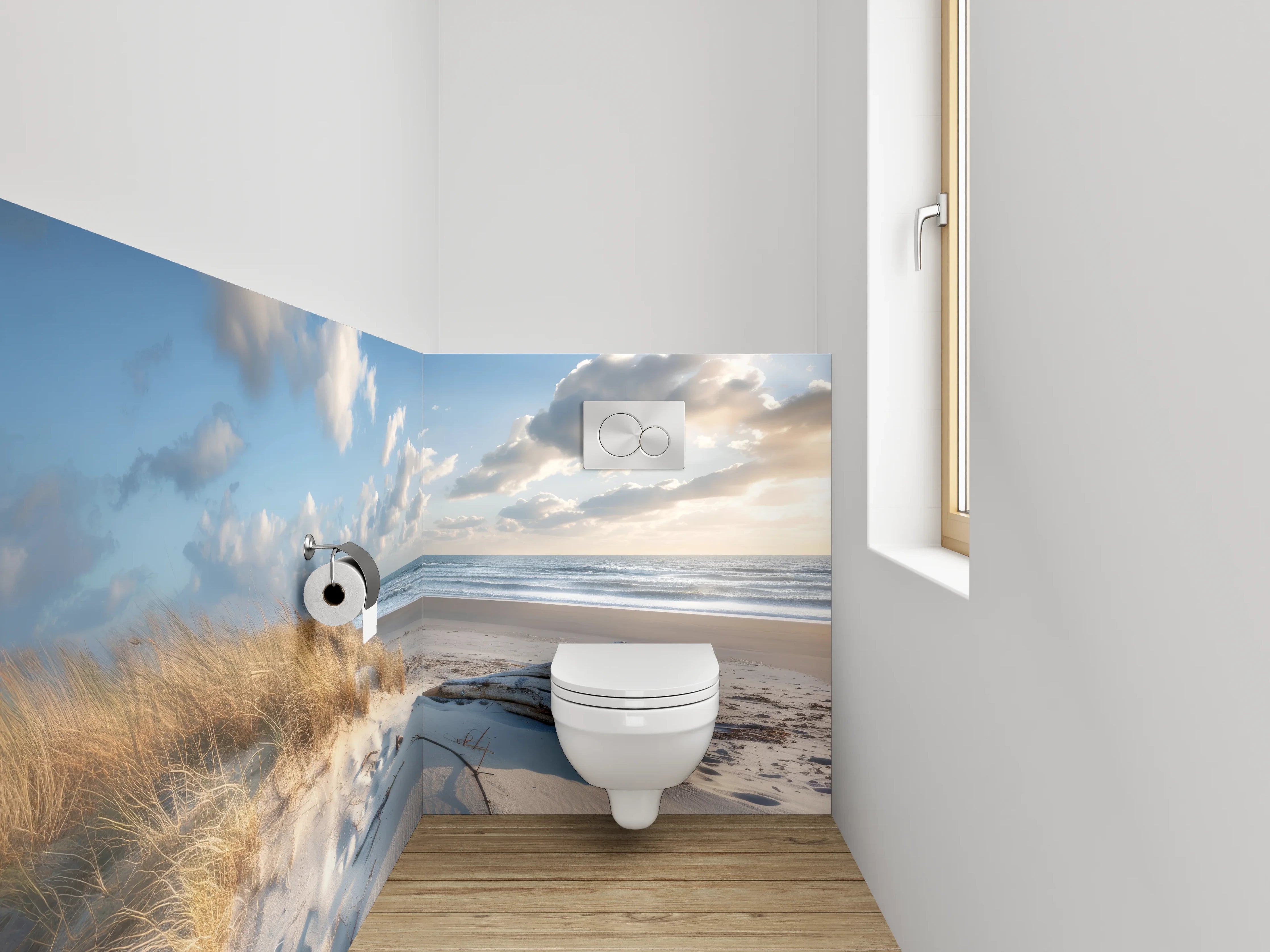 WC-Rückwand - Dünenstrand mit Meerblick