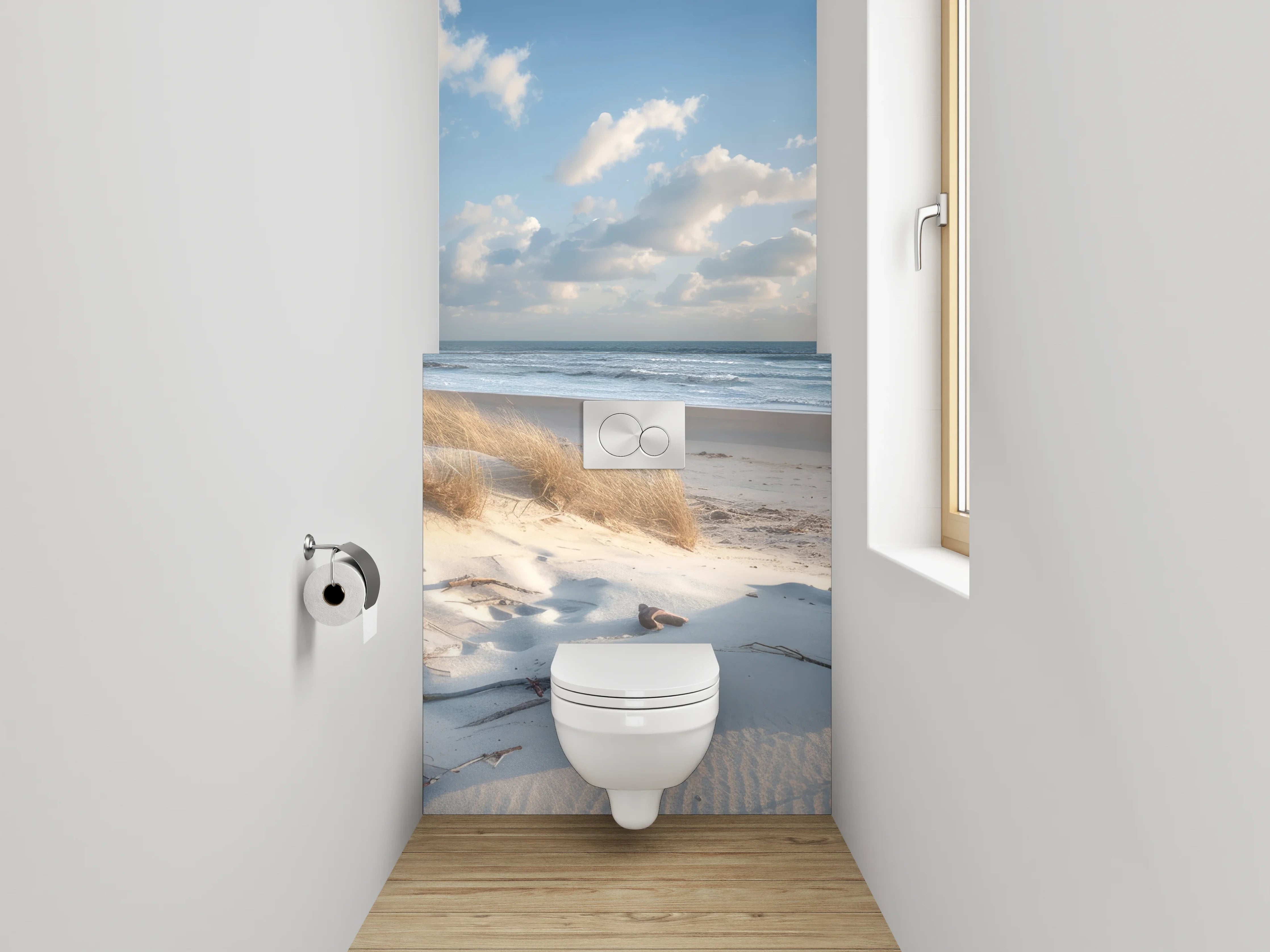 WC-Rückwand - Dünenstrand mit Meerblick
