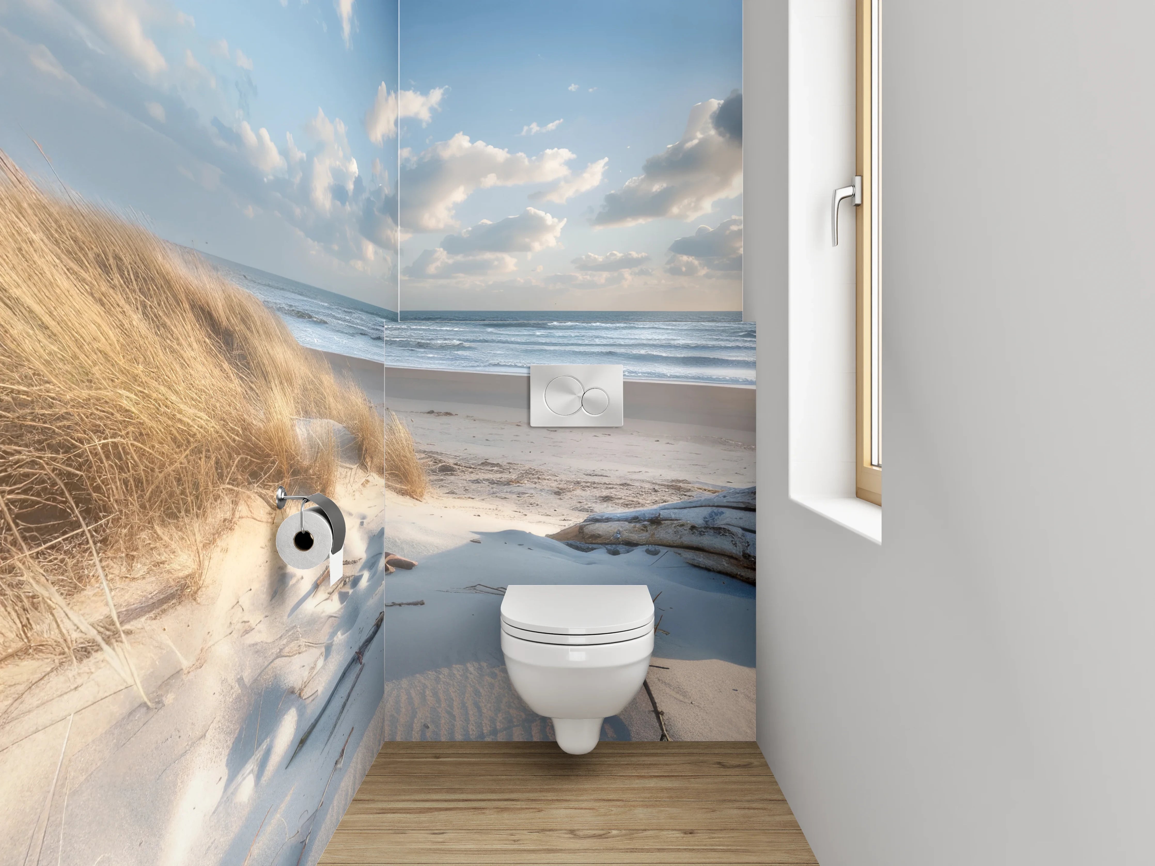 WC-Rückwand - Dünenstrand mit Meerblick