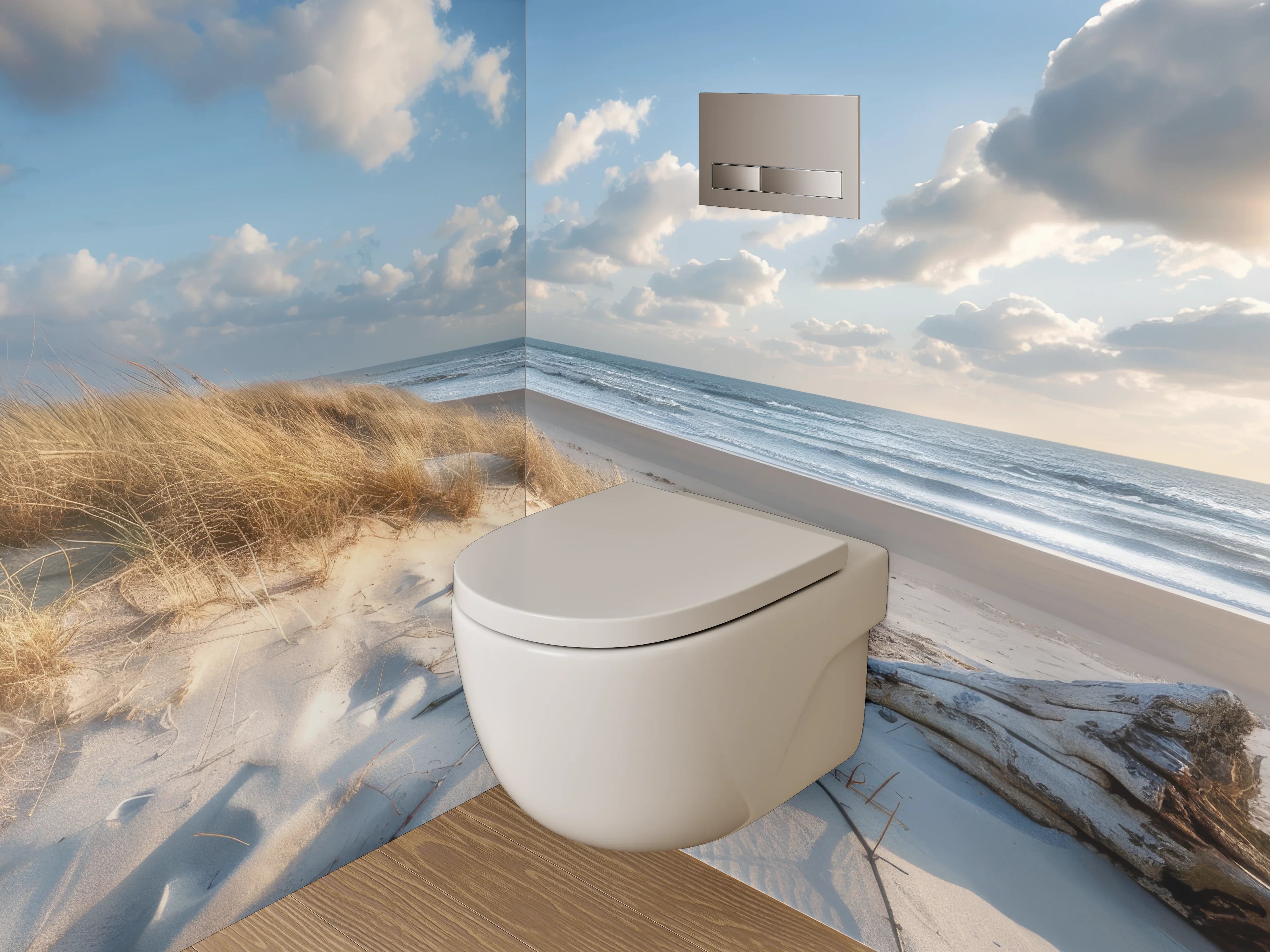 WC-Rückwand - Dünenstrand mit Meerblick