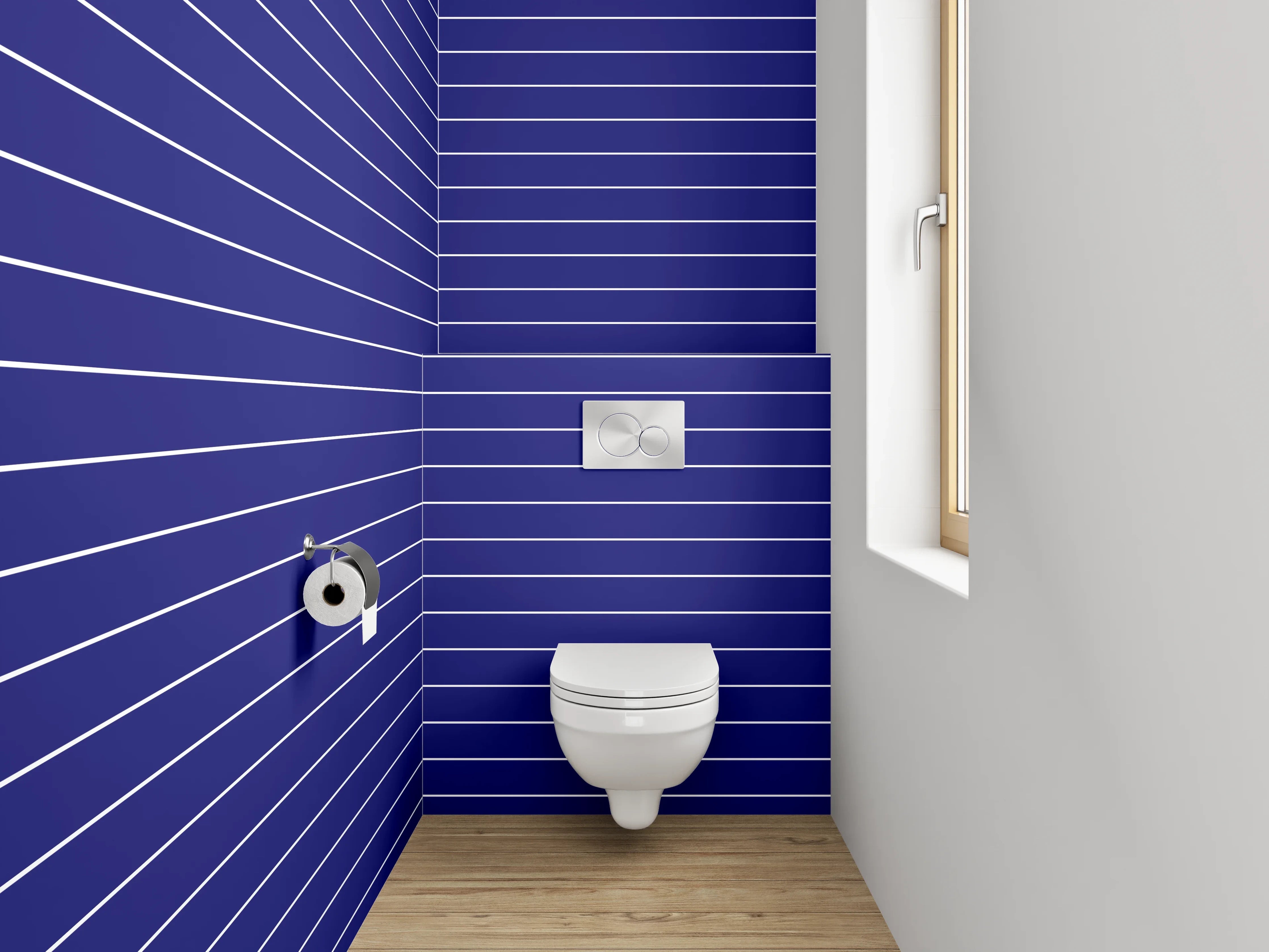 WC-Rückwand - Dunkelblaues Linienmuster Modern
