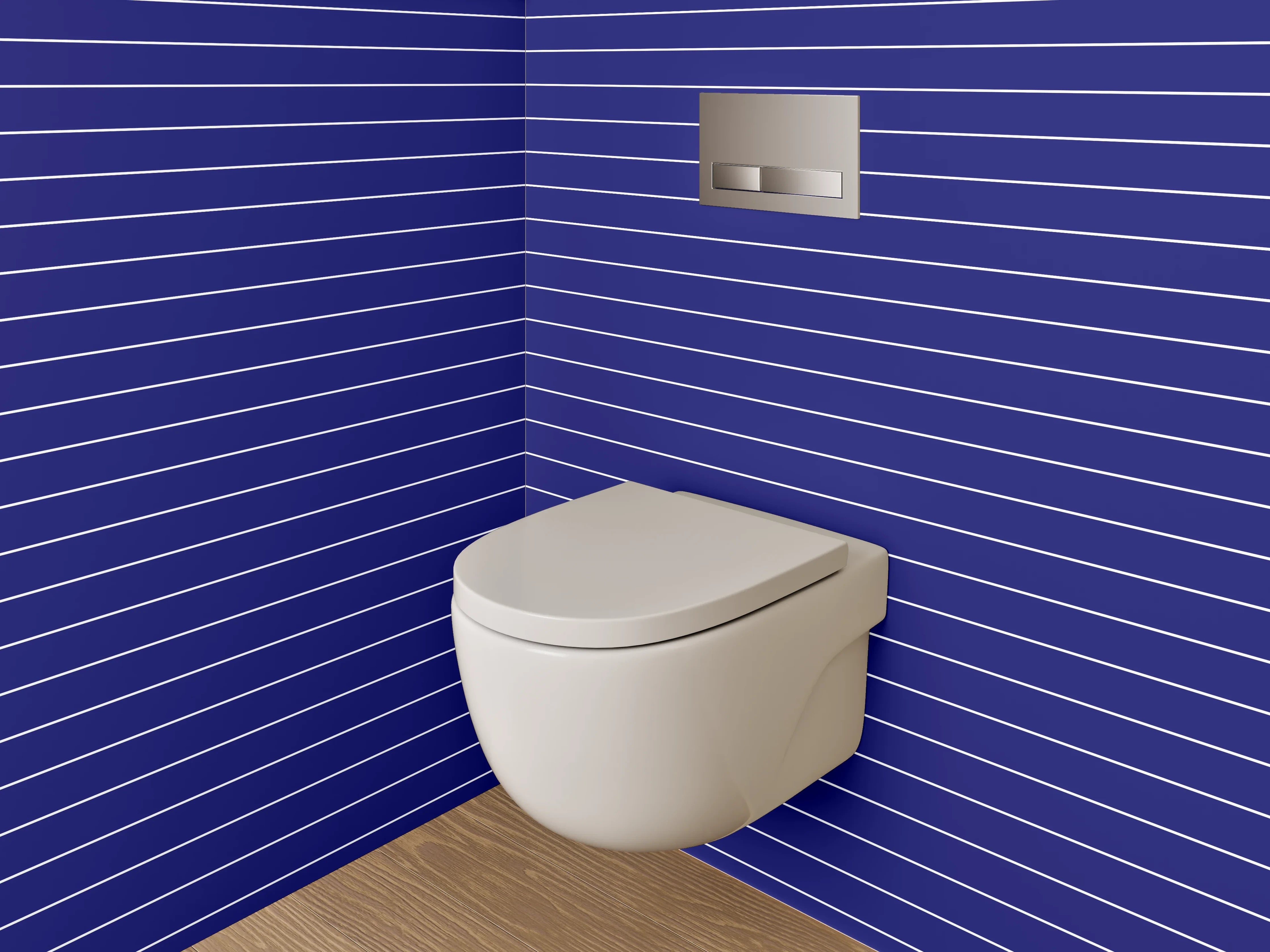 WC-Rückwand - Dunkelblaues Linienmuster Modern