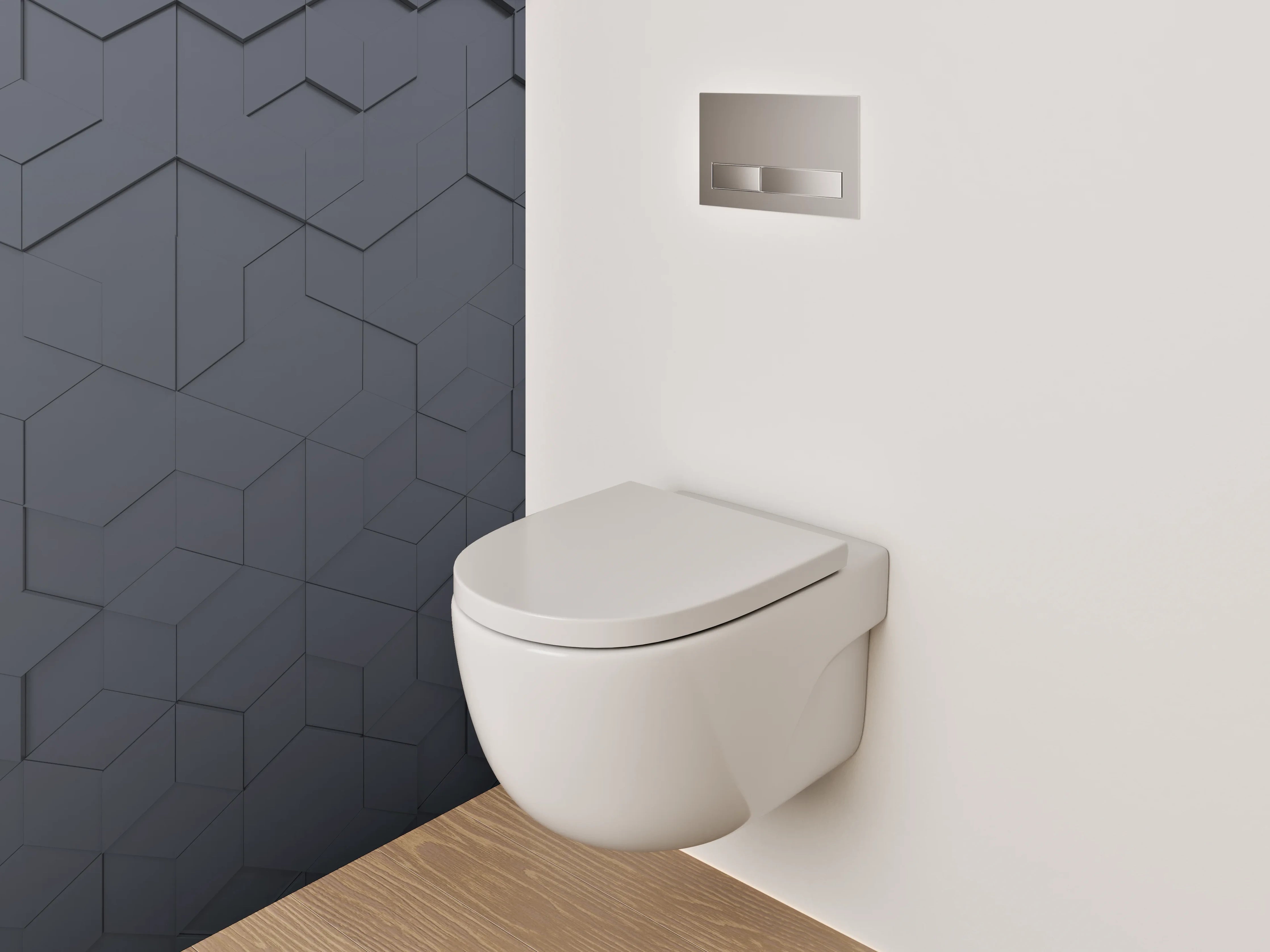 WC-Rückwand - Dunkelgraues 3D-Geometriemuster