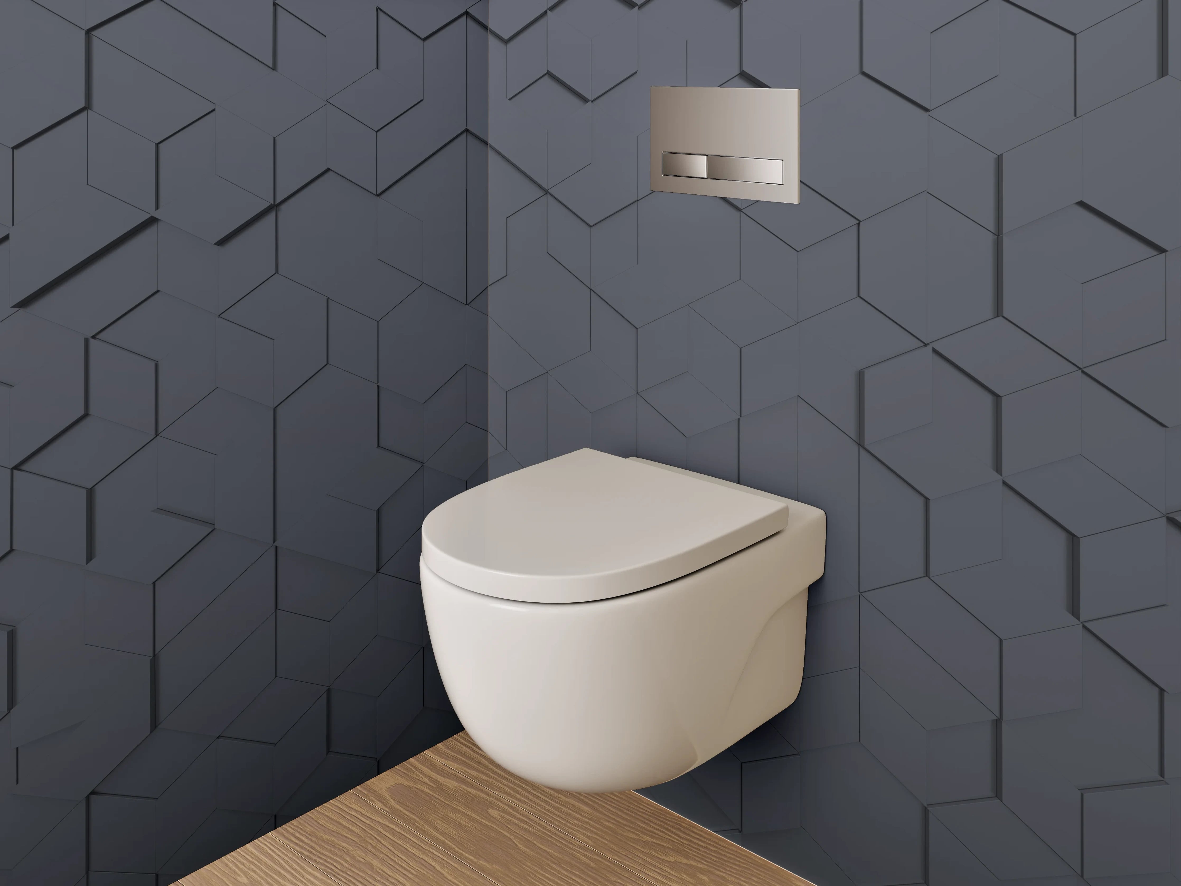 WC-Rückwand - Dunkelgraues 3D-Geometriemuster