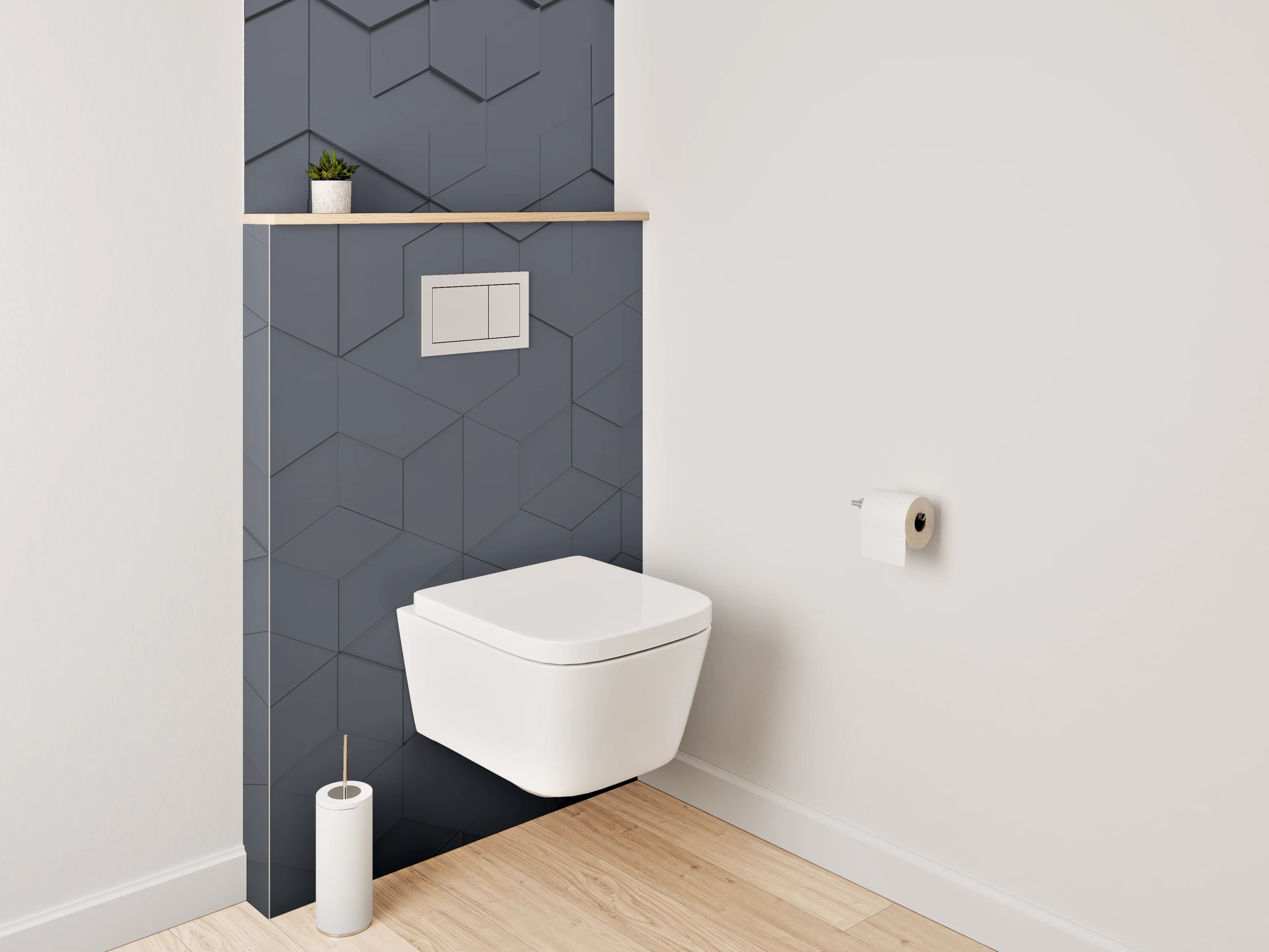 WC-Rückwand - Dunkelgraues 3D-Geometriemuster