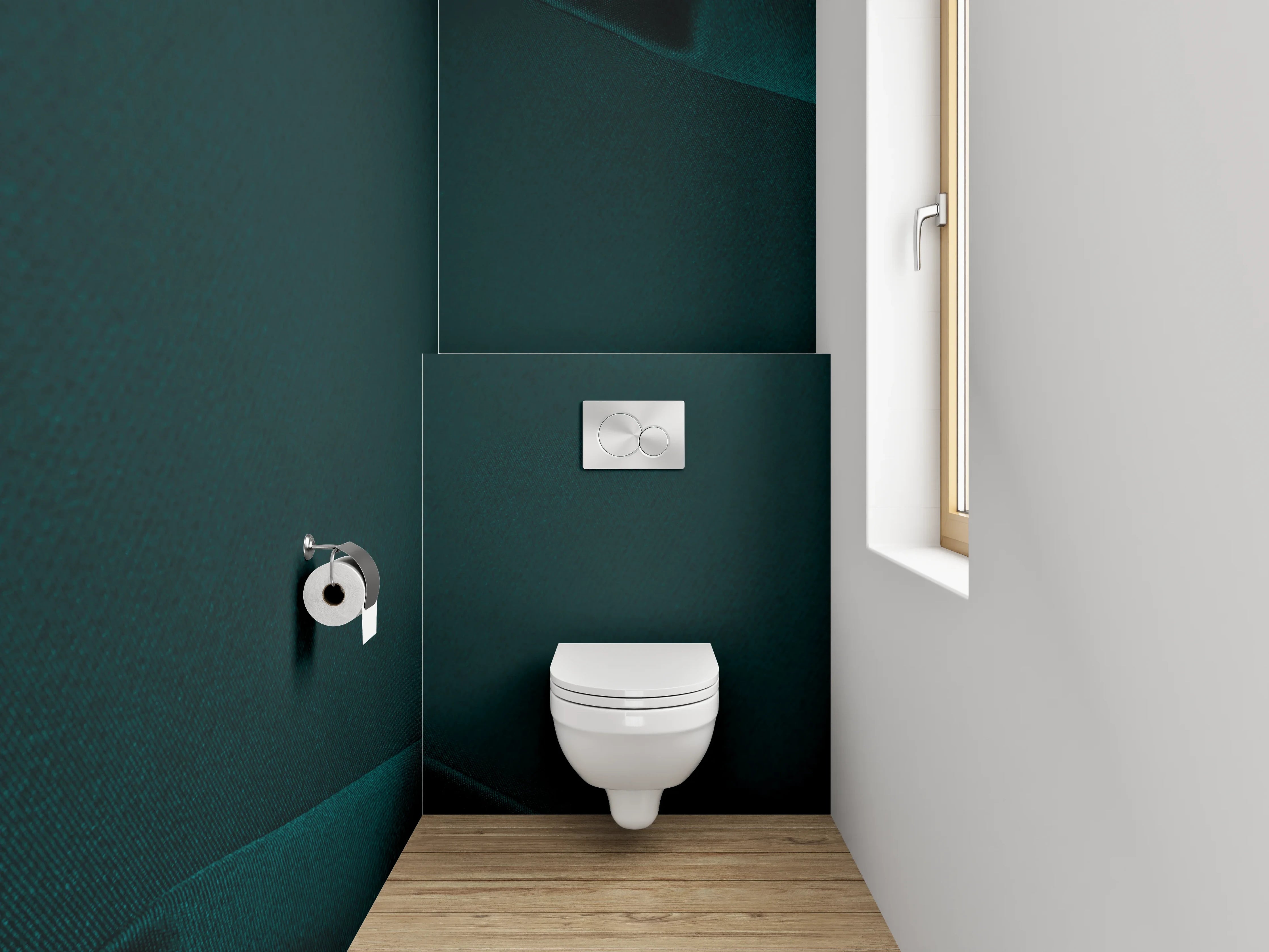 WC-Rückwand - Dunkelgrüne Stoff-Textur mit Falten