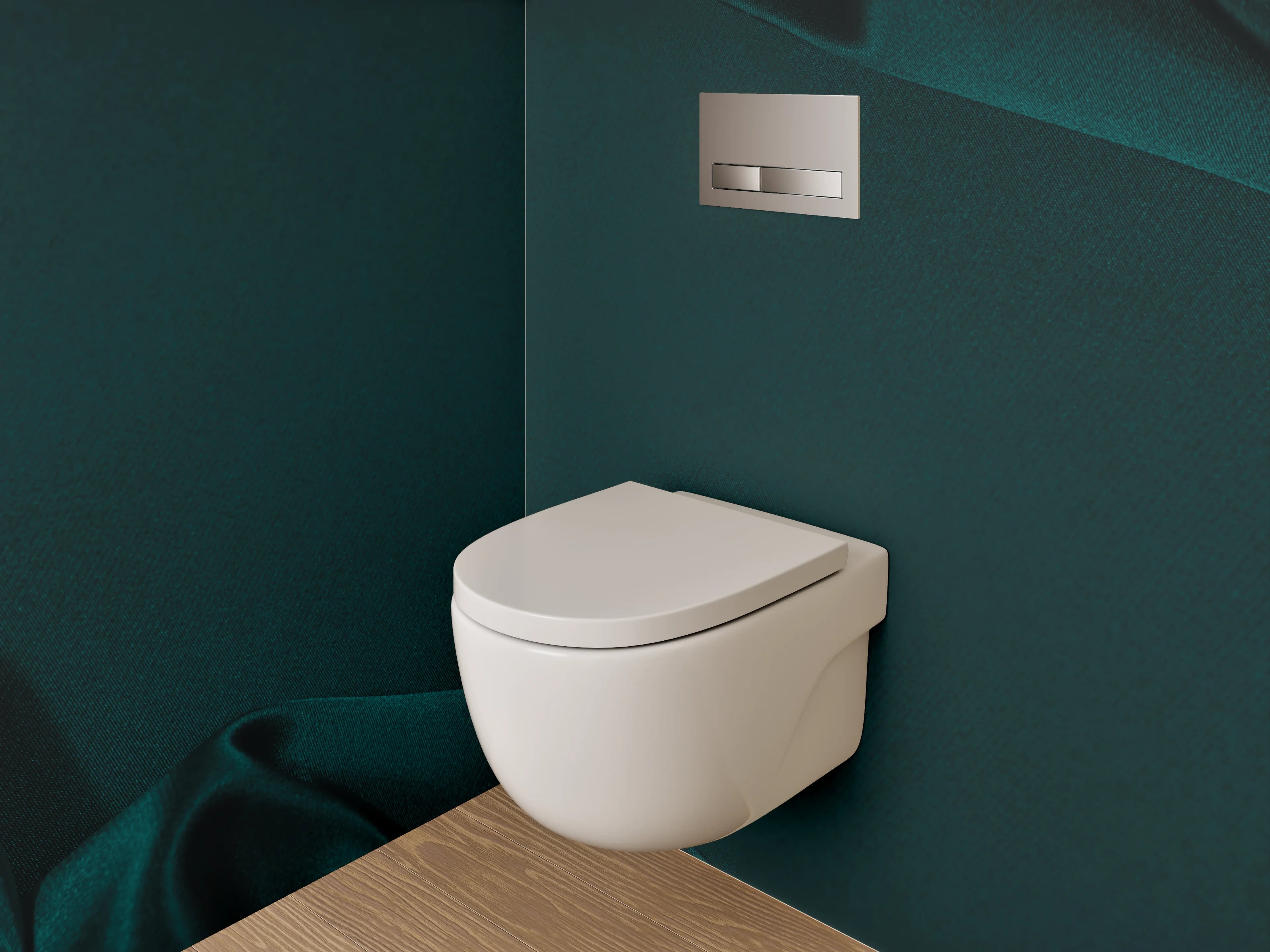 WC-Rückwand - Dunkelgrüne Stoff-Textur mit Falten