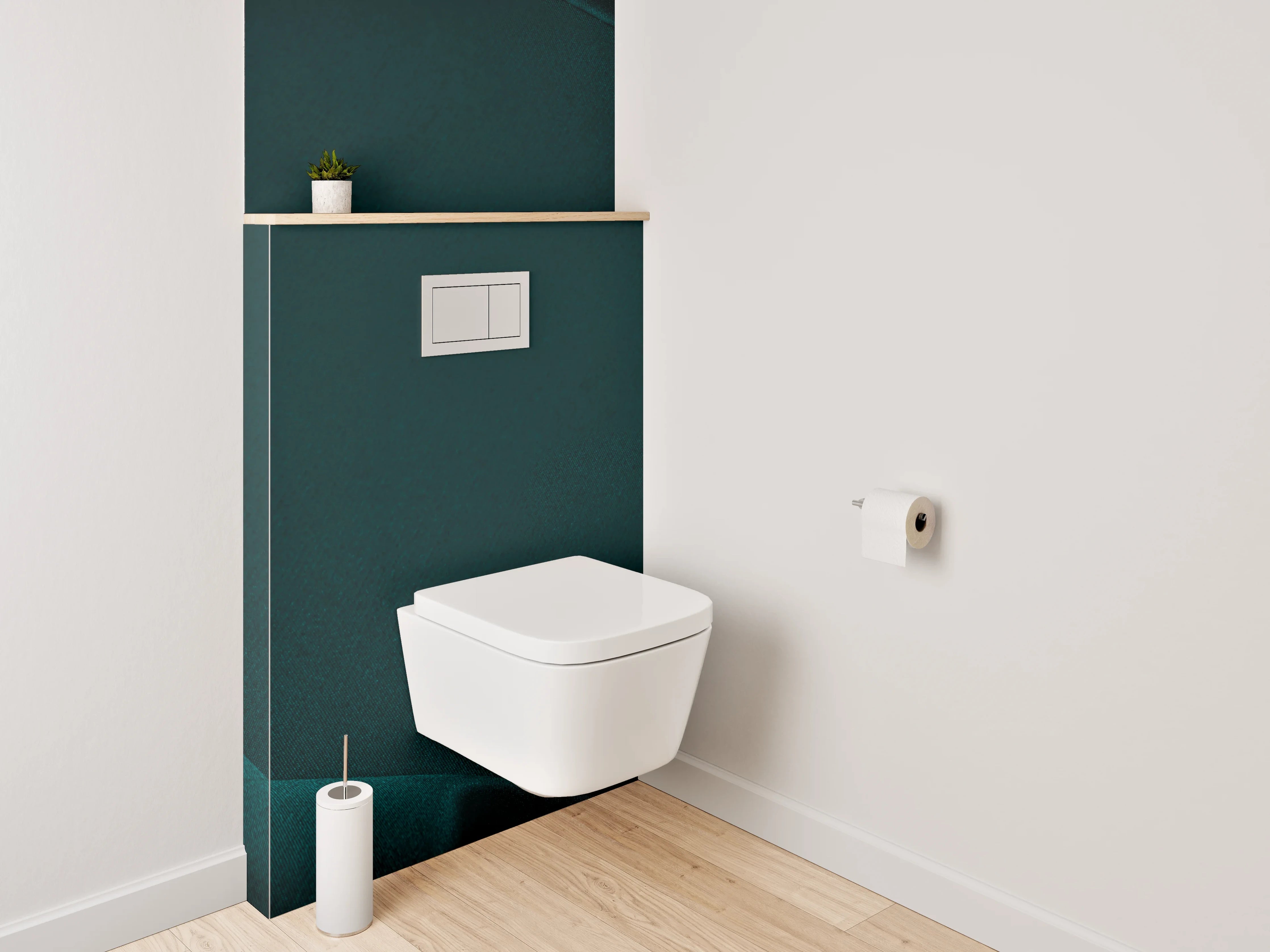 WC-Rückwand - Dunkelgrüne Stoff-Textur mit Falten