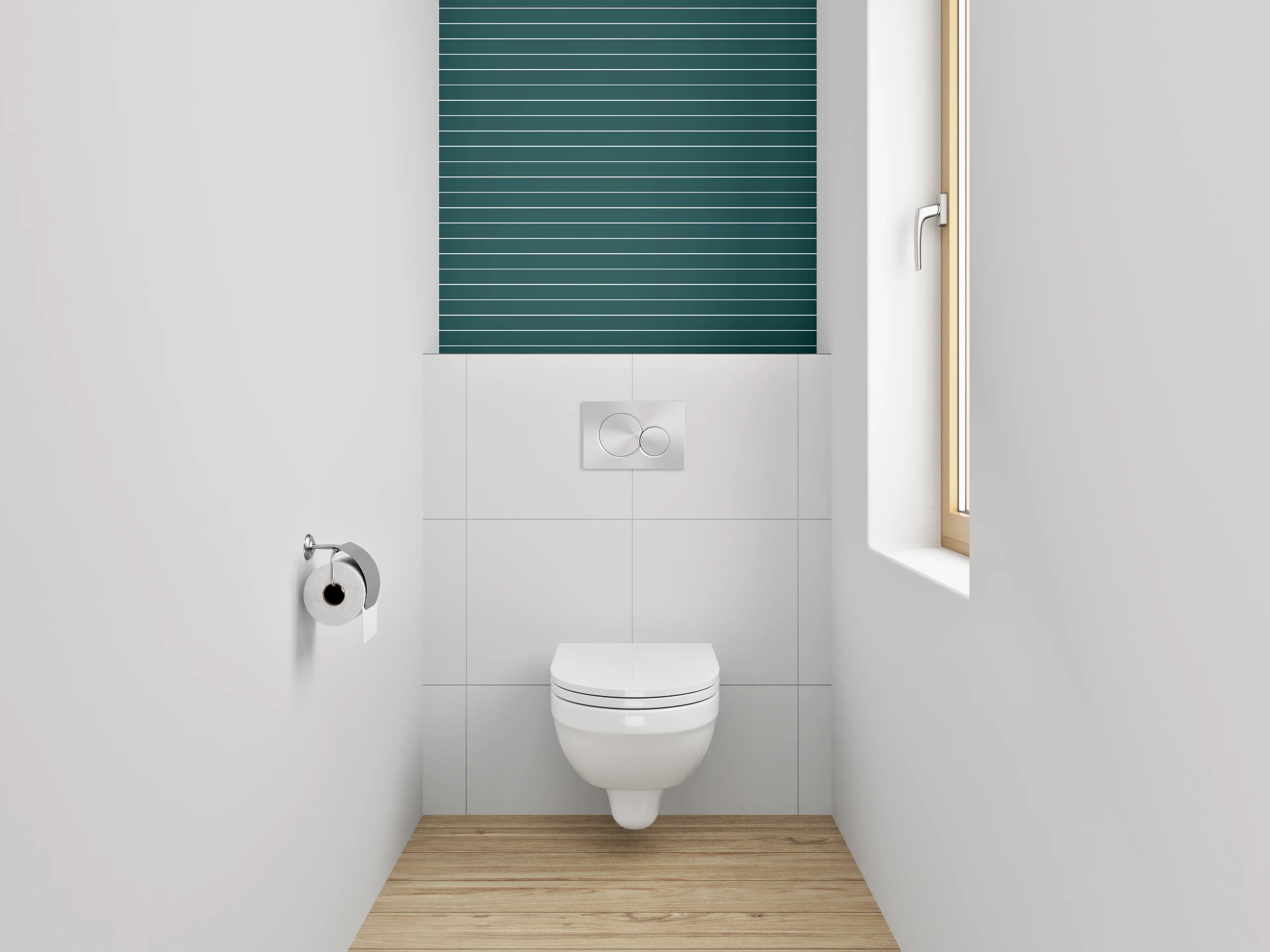 WC-Rückwand - Dunkelgrünes Linienmuster Modern