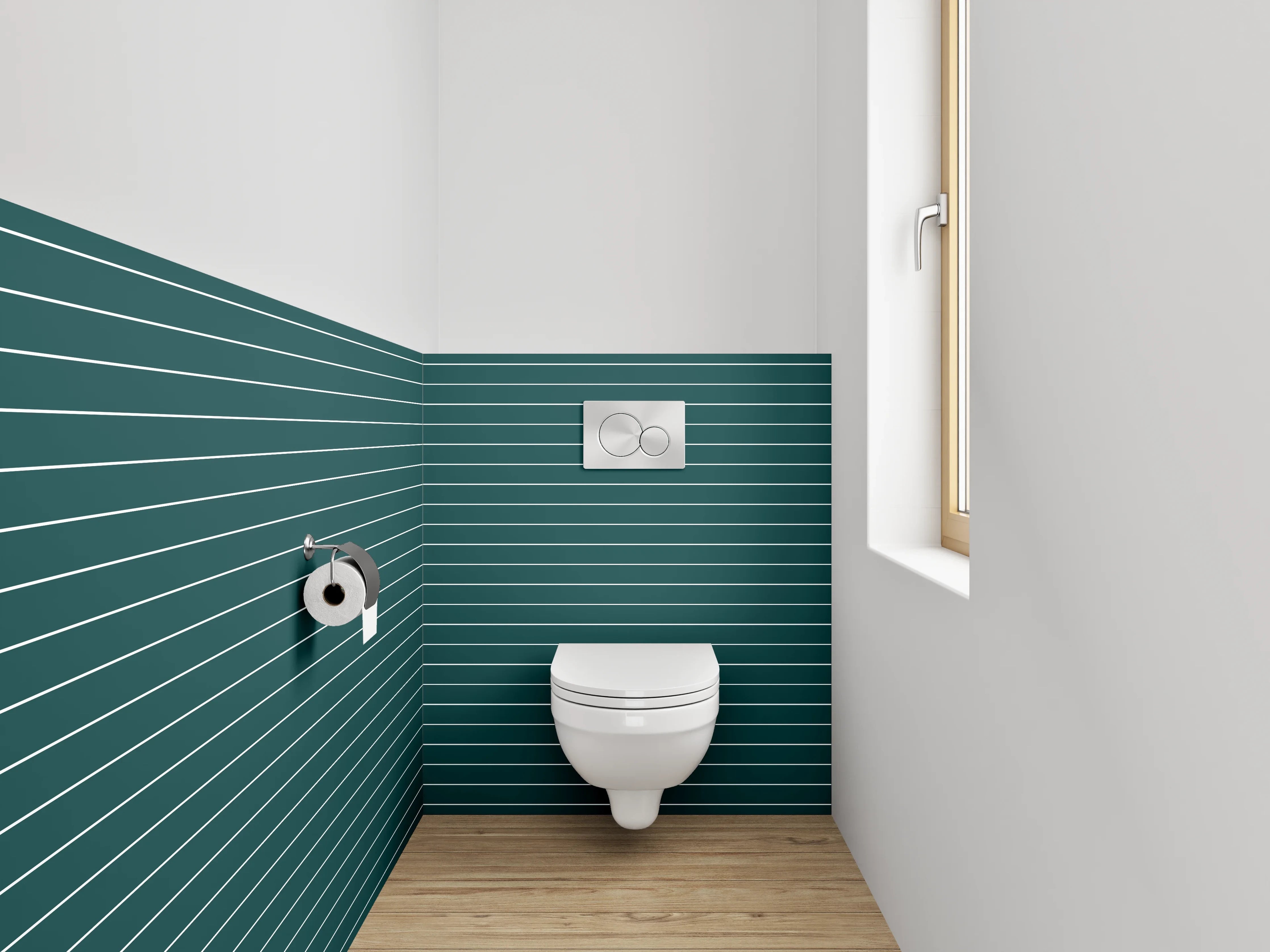 WC-Rückwand - Dunkelgrünes Linienmuster Modern