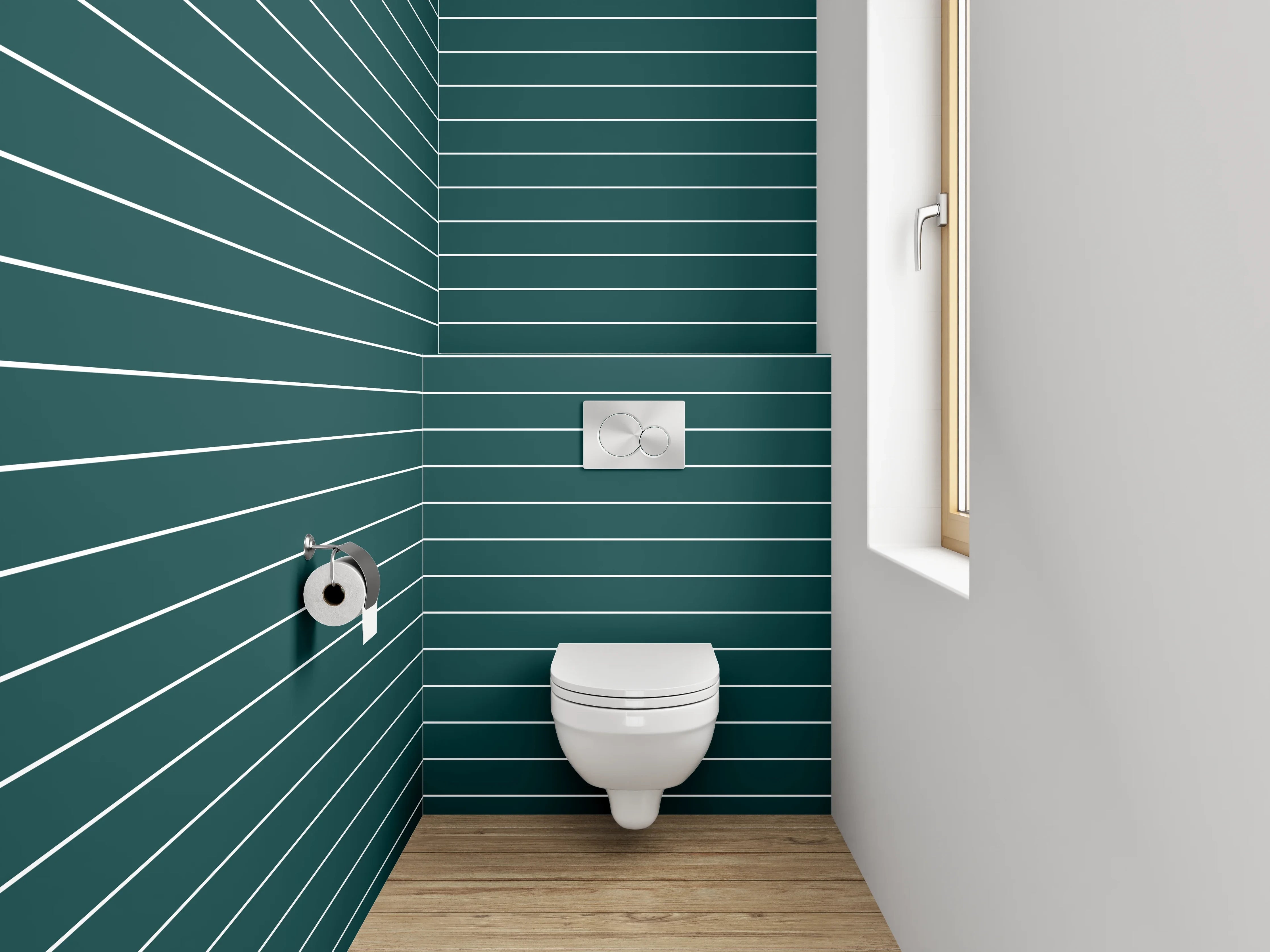WC-Rückwand - Dunkelgrünes Linienmuster Modern