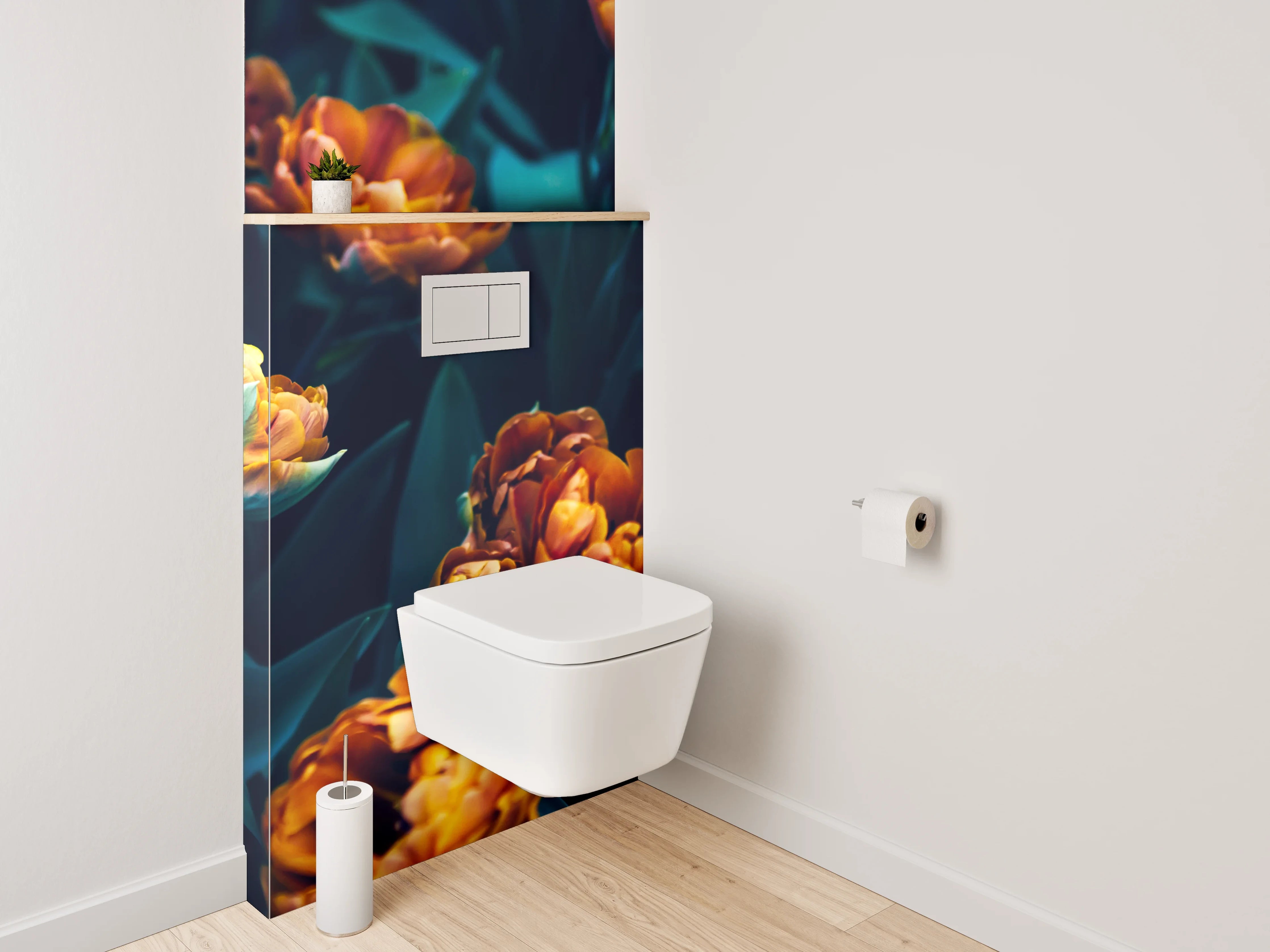 WC-Rückwand - Dunkelromantische Blumenpracht