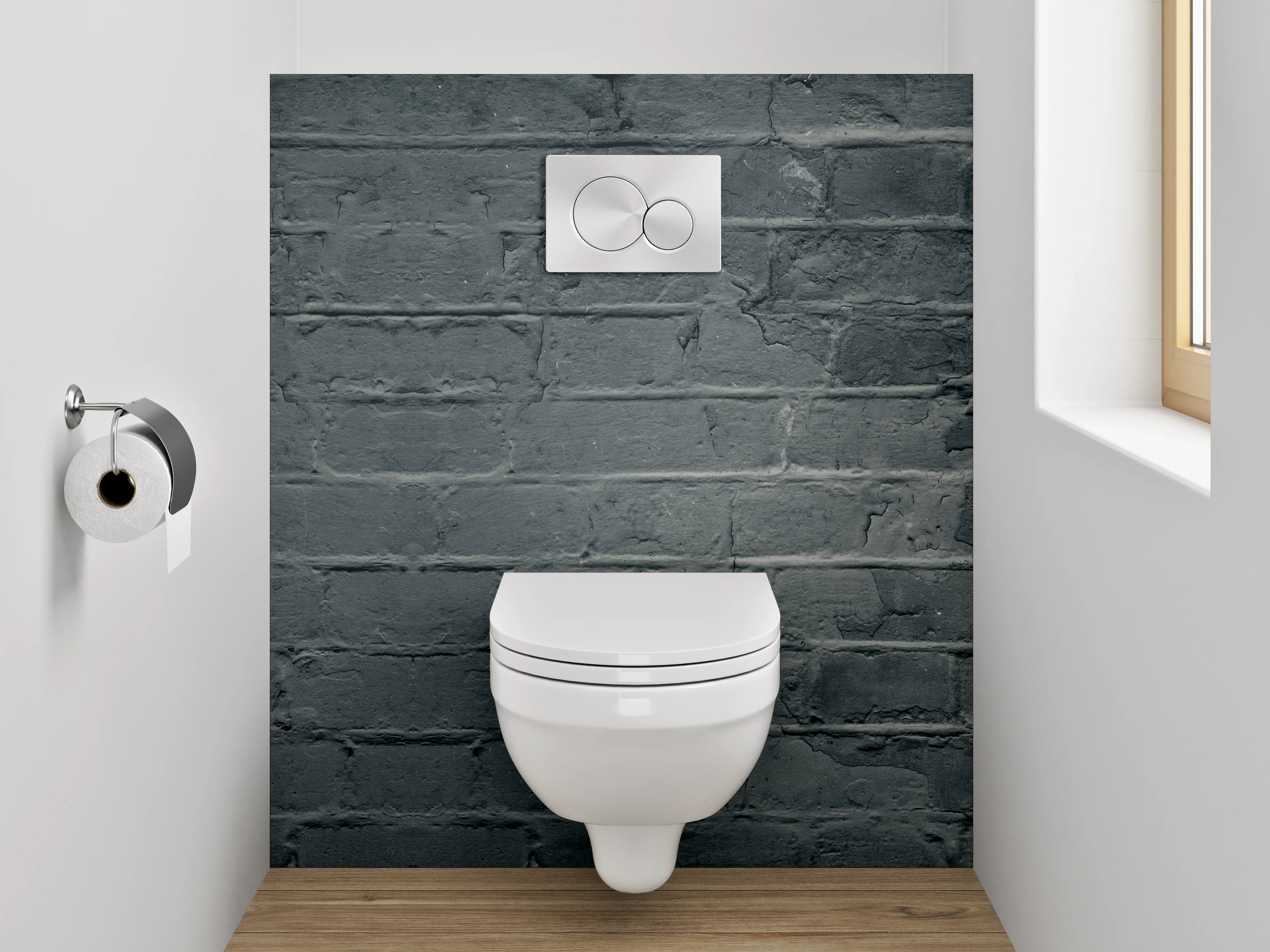 WC-Rückwand - Dunkle Backsteinmauer Industrial Design