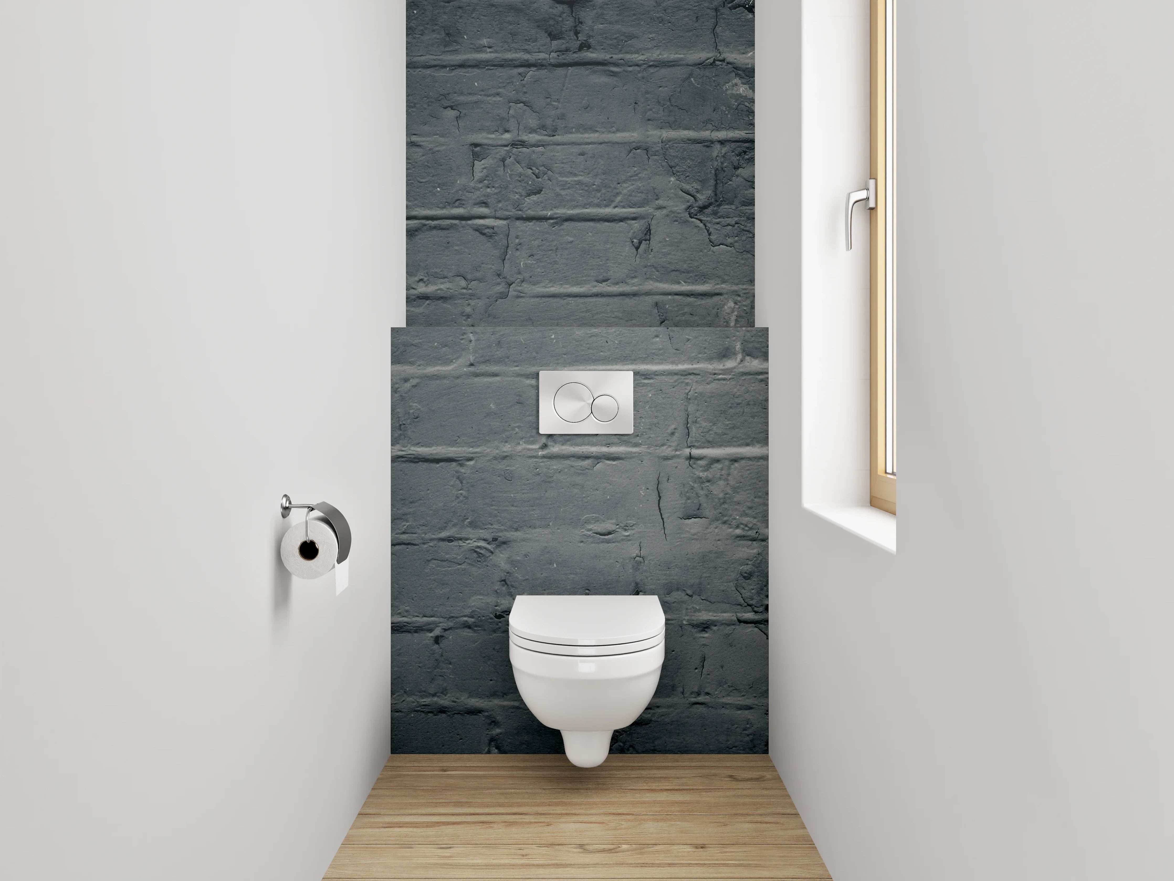 WC-Rückwand - Dunkle Backsteinmauer Industrial Design