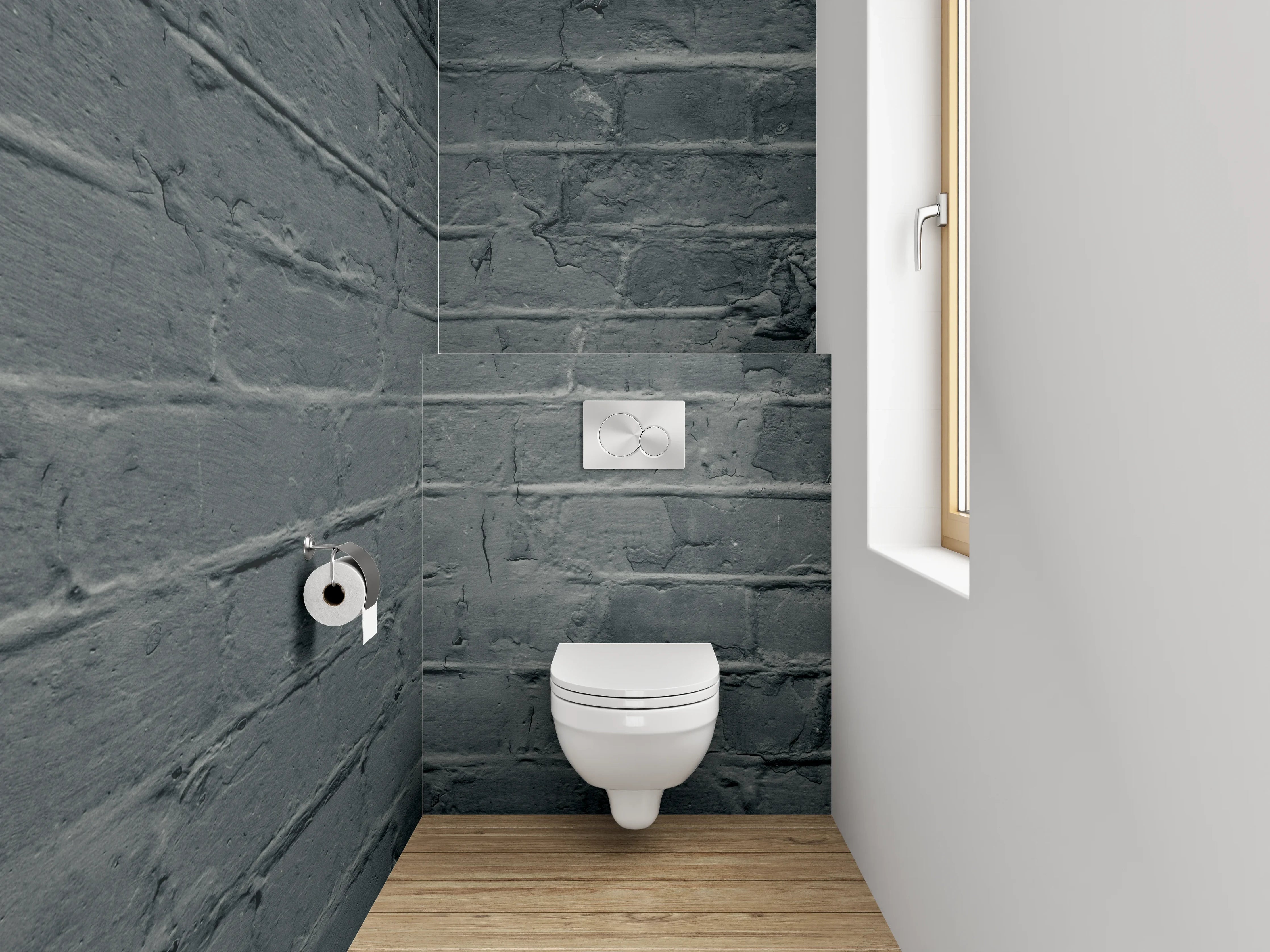 WC-Rückwand - Dunkle Backsteinmauer Industrial Design