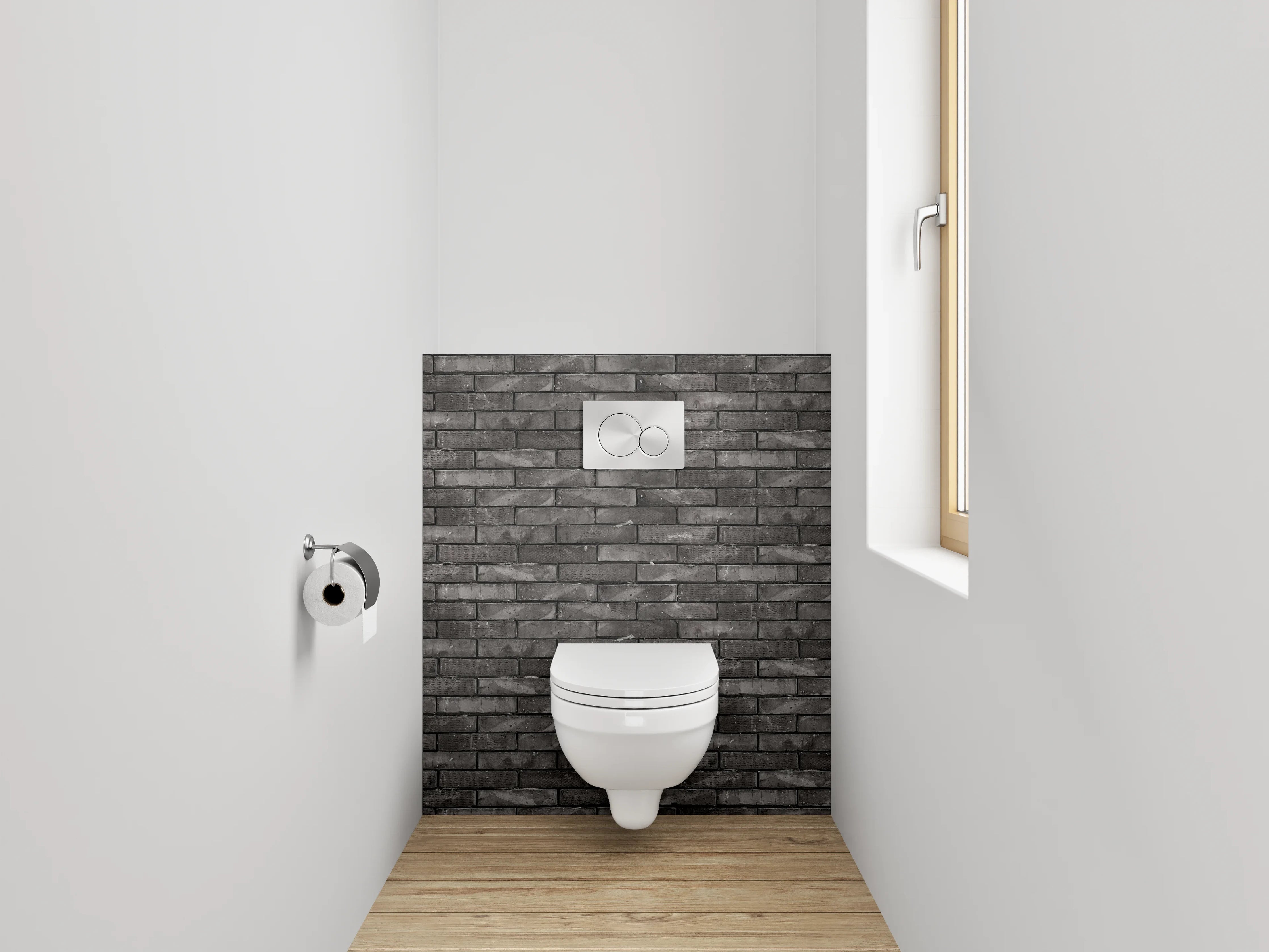 WC-Rückwand - Dunkle Backsteinwand Tapete